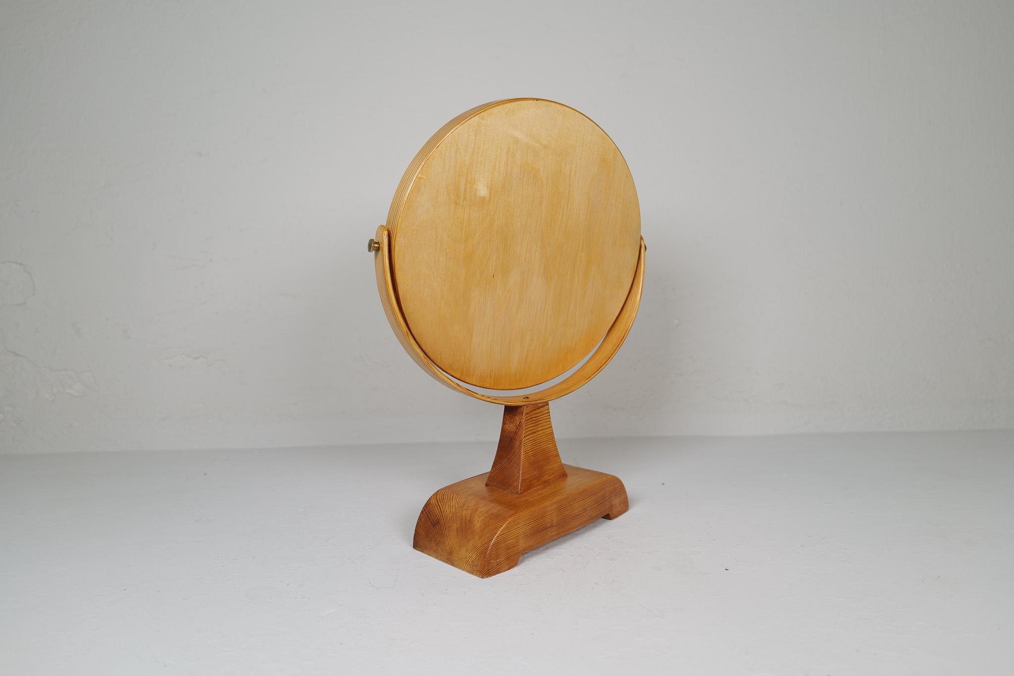 Mid-Century Modern Vanity Solid Pine Table Mirror, Sweden, 1970s 5