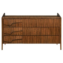 Mid-Century Modern Varde Chest Veneered with Koa. Has a Geometric Design