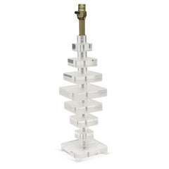 Mid-Century Modern Variegated Tiers Lucite Table Lamp