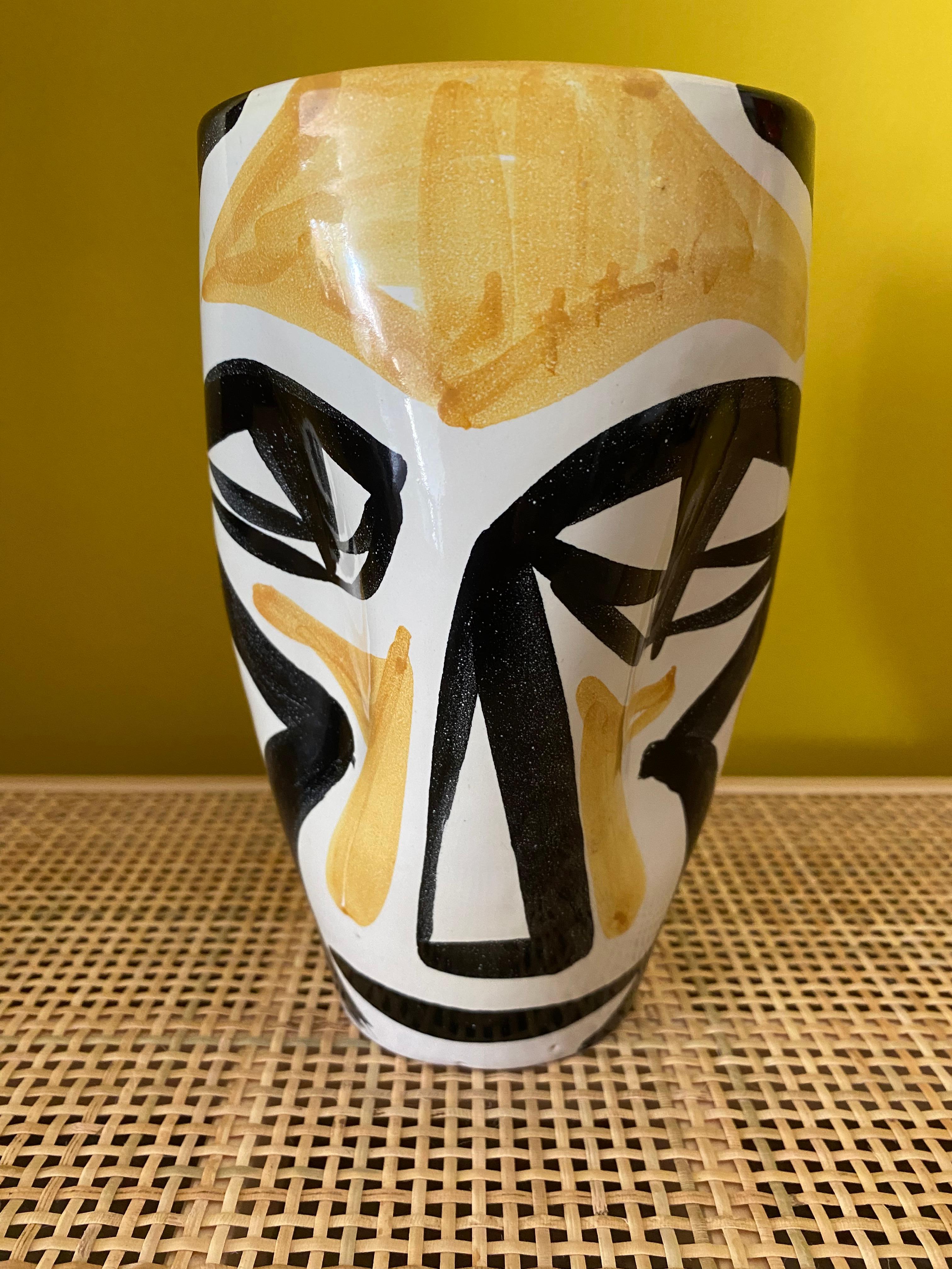 Hand-Painted Mid-Century Modern Vase by Alvino Bagni Italy For Sale