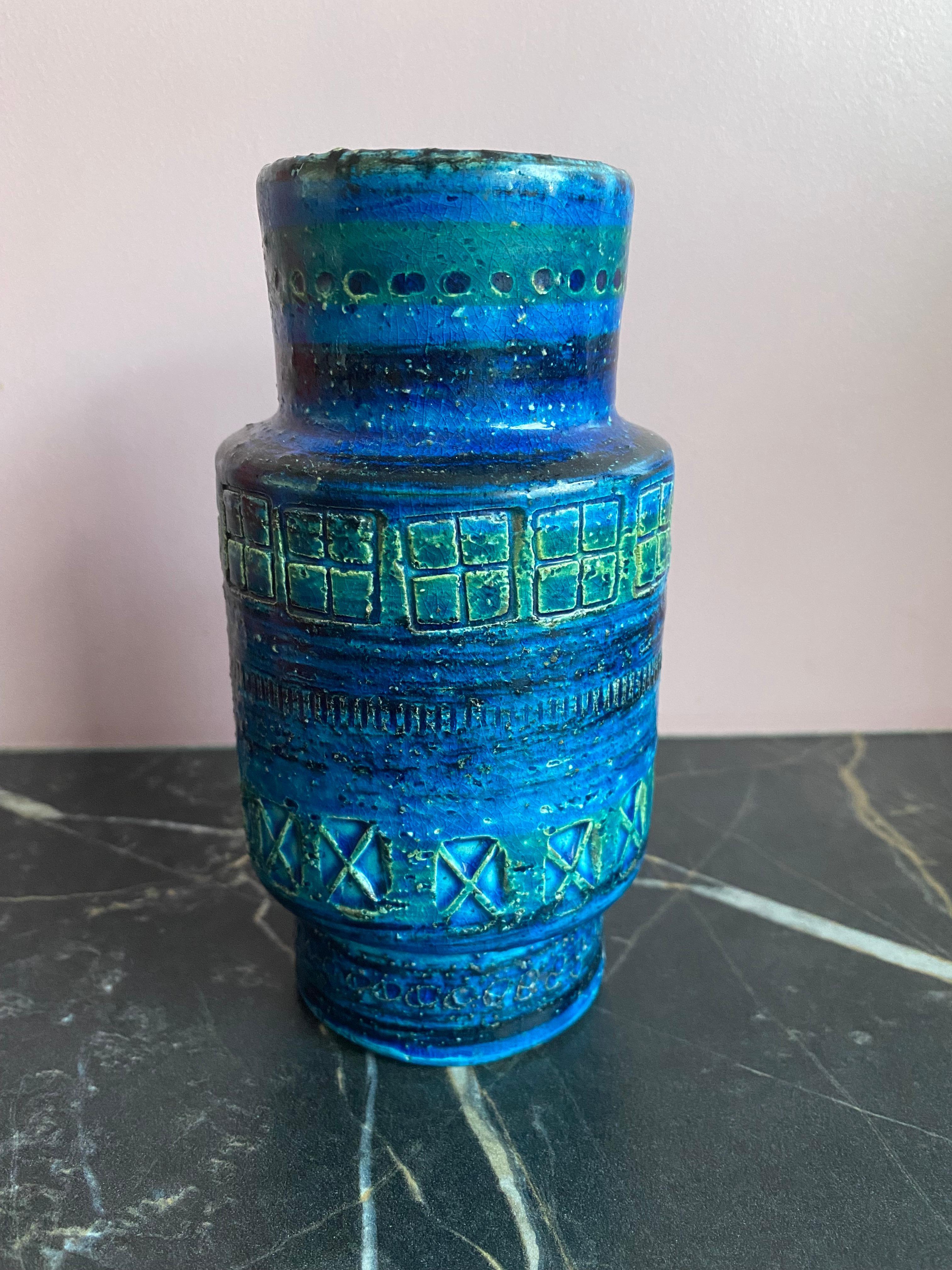 Vaso in ceramica Bistossi Rimini Blue di metà secolo.
