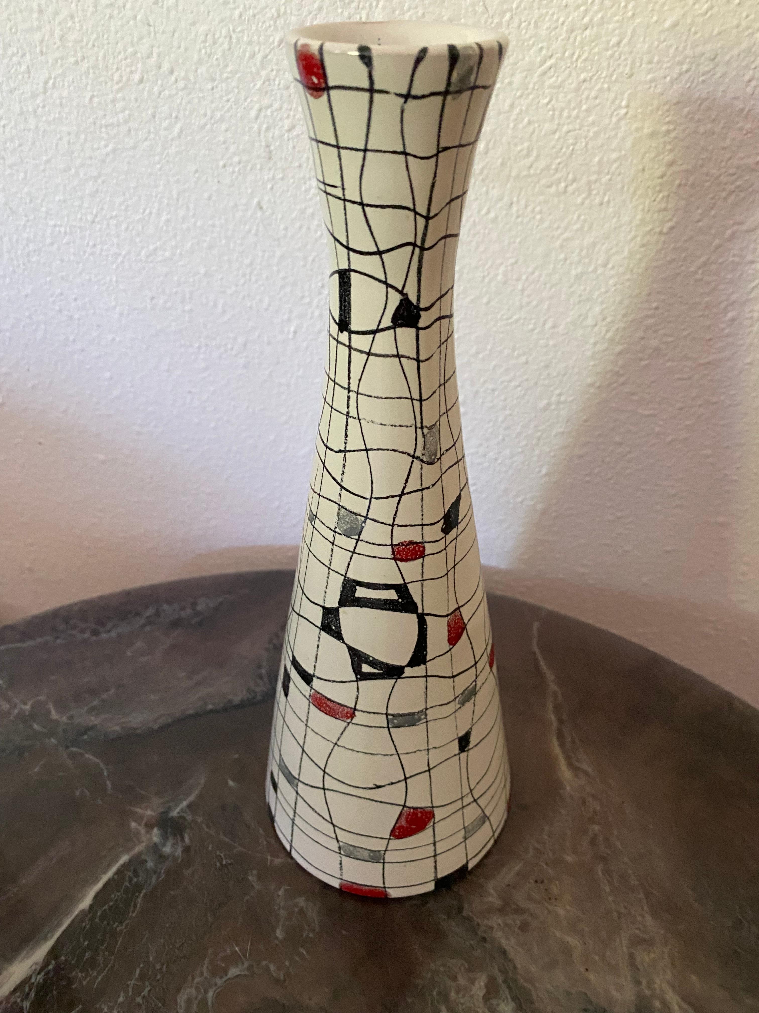 Hand-Painted Mid Century Modern Vase by Bitossi Italy For Sale