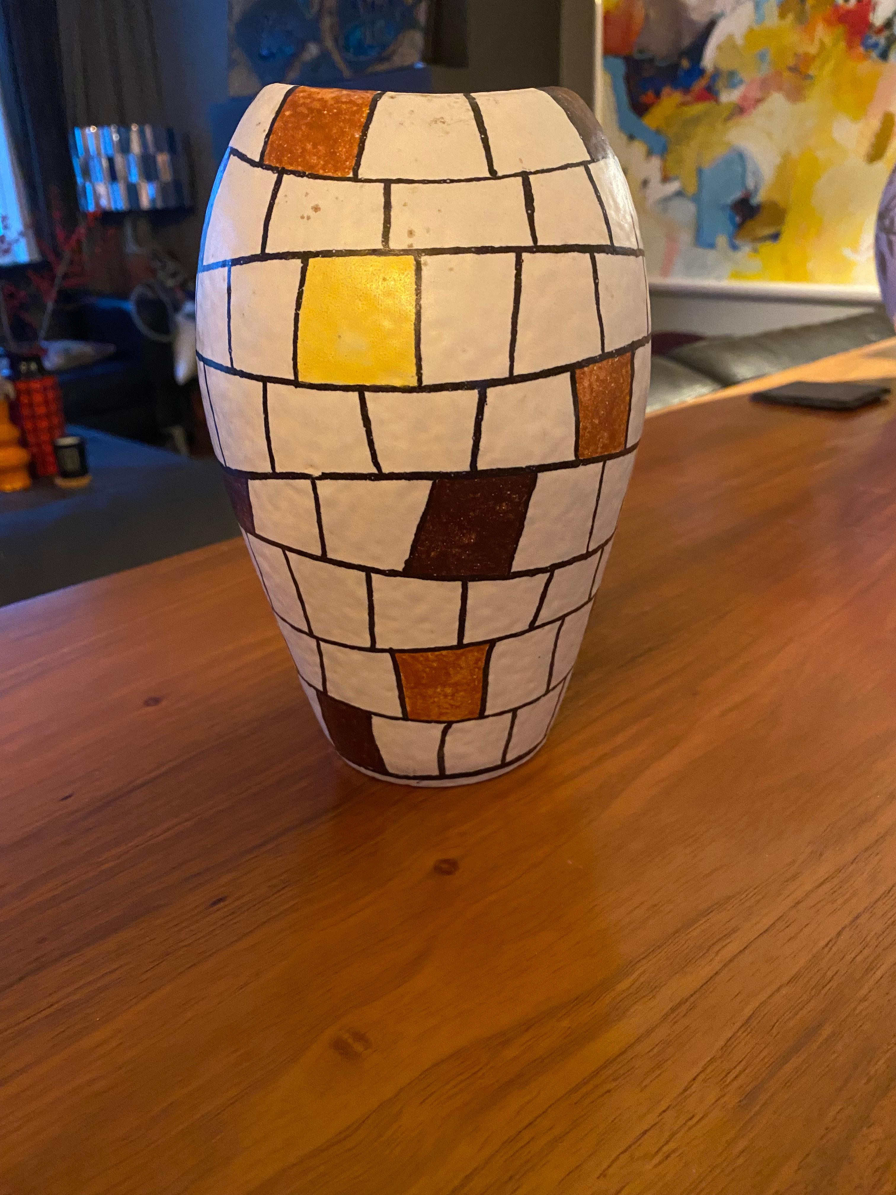 Hand-Painted Mid-Century Modern Vase Decor Capri by Ilkra Keramik Germany For Sale
