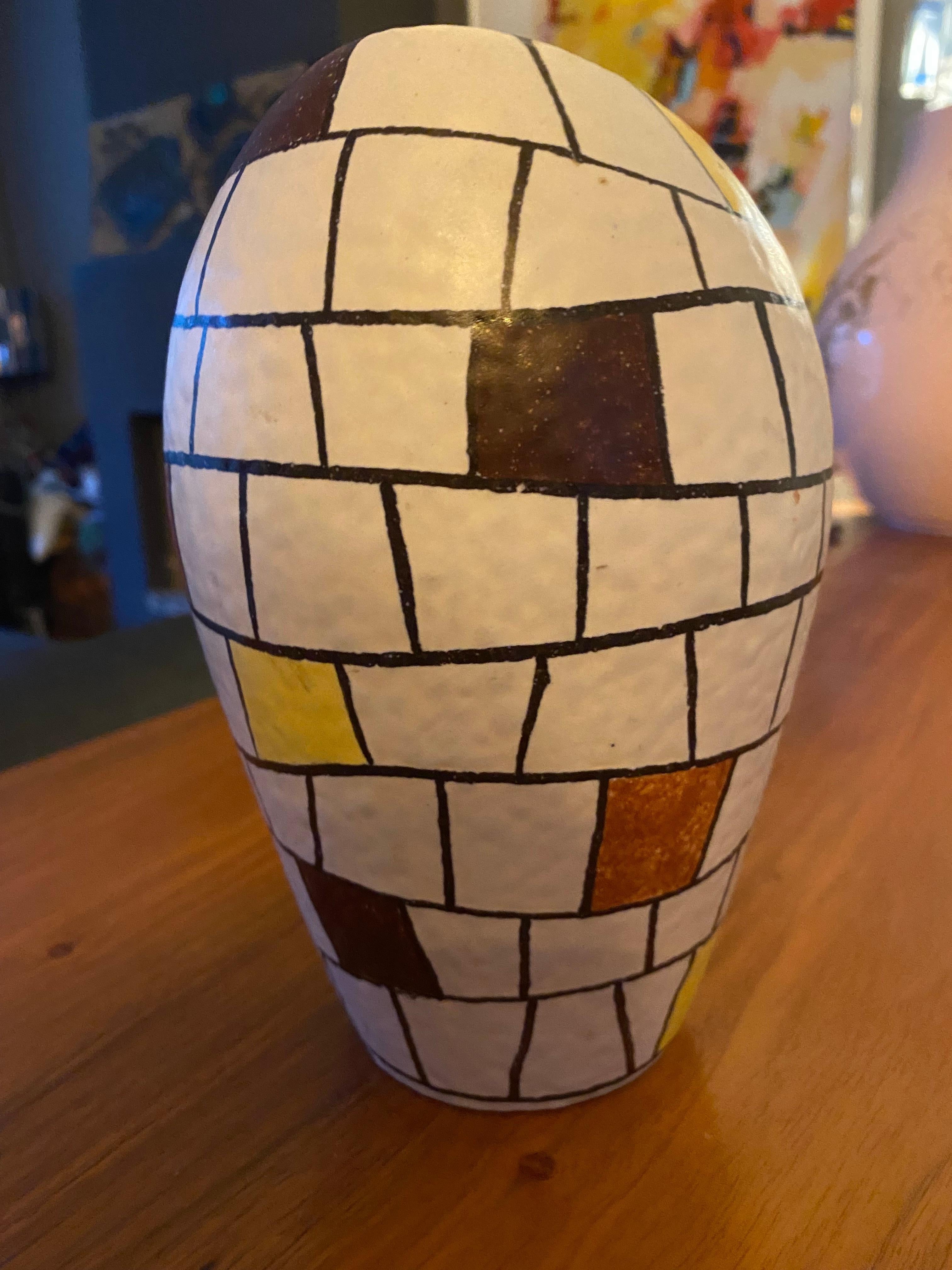 Moderne Mid-Century-Vase mit Dekor Capri von Ilkra Keramik, Deutschland im Zustand „Gut“ im Angebot in Waddinxveen, ZH