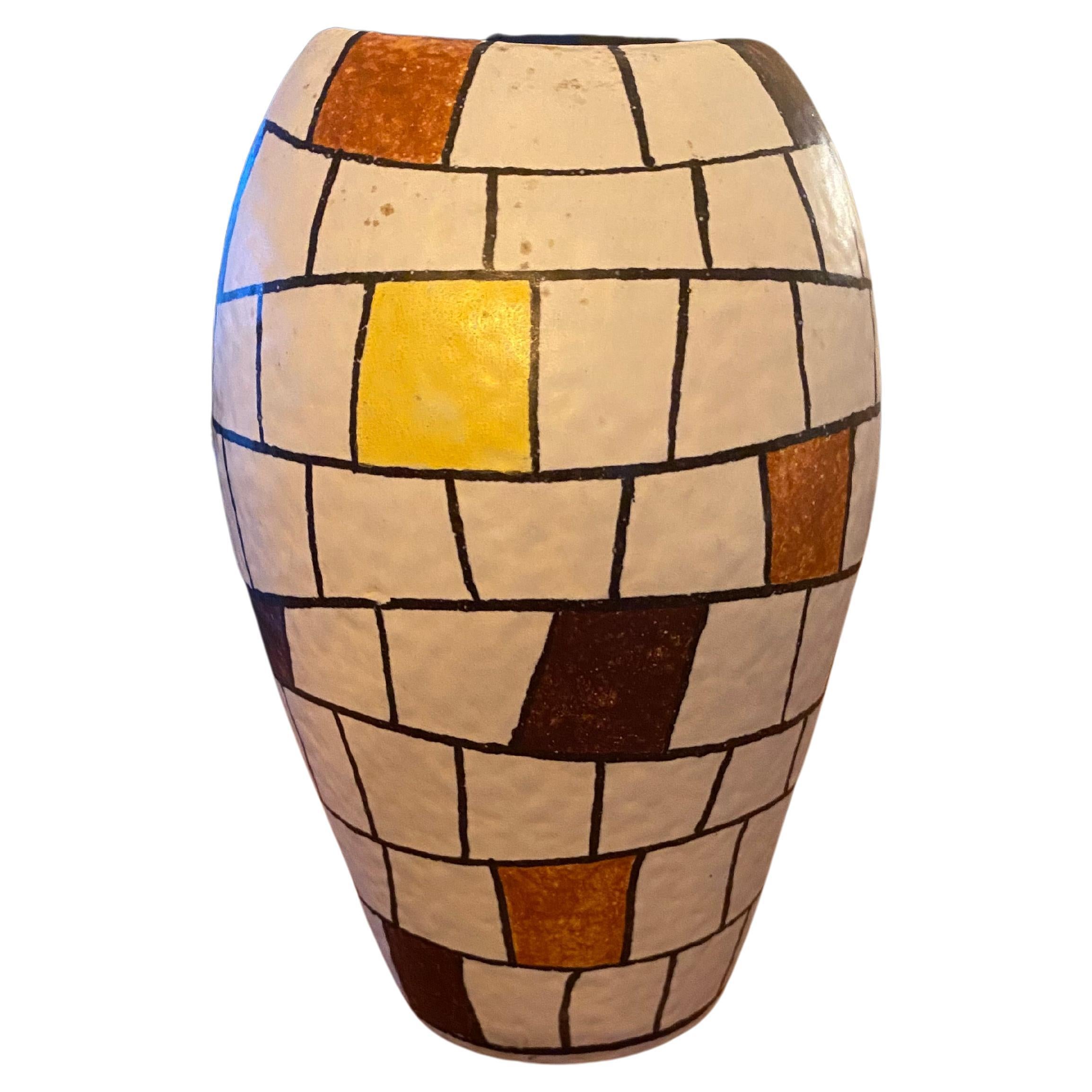 Moderne Mid-Century-Vase mit Dekor Capri von Ilkra Keramik, Deutschland im Angebot
