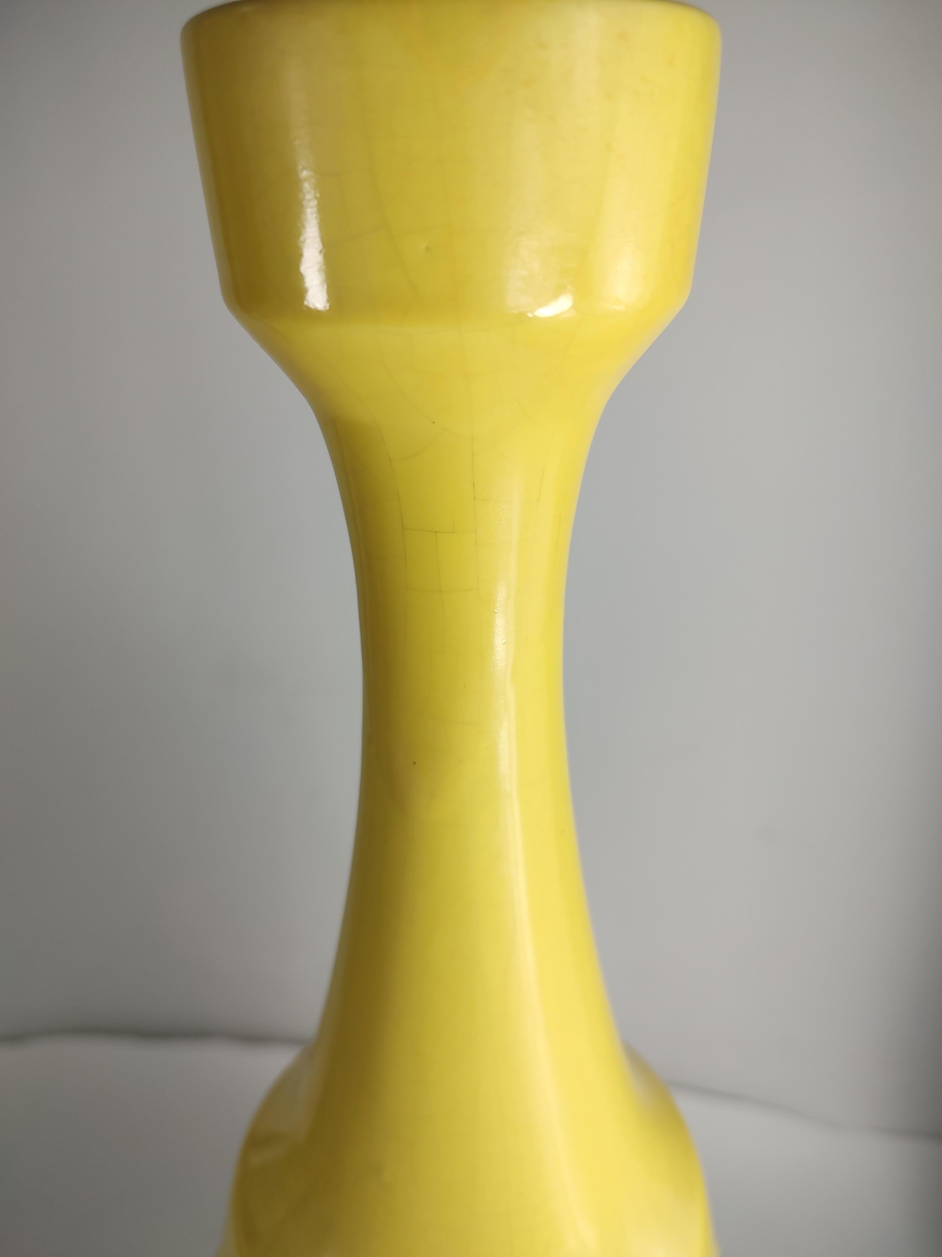 Mid Century Modern Vase in Pale Yellow w Multiple Modern & Archaic Impressions  For Sale 5