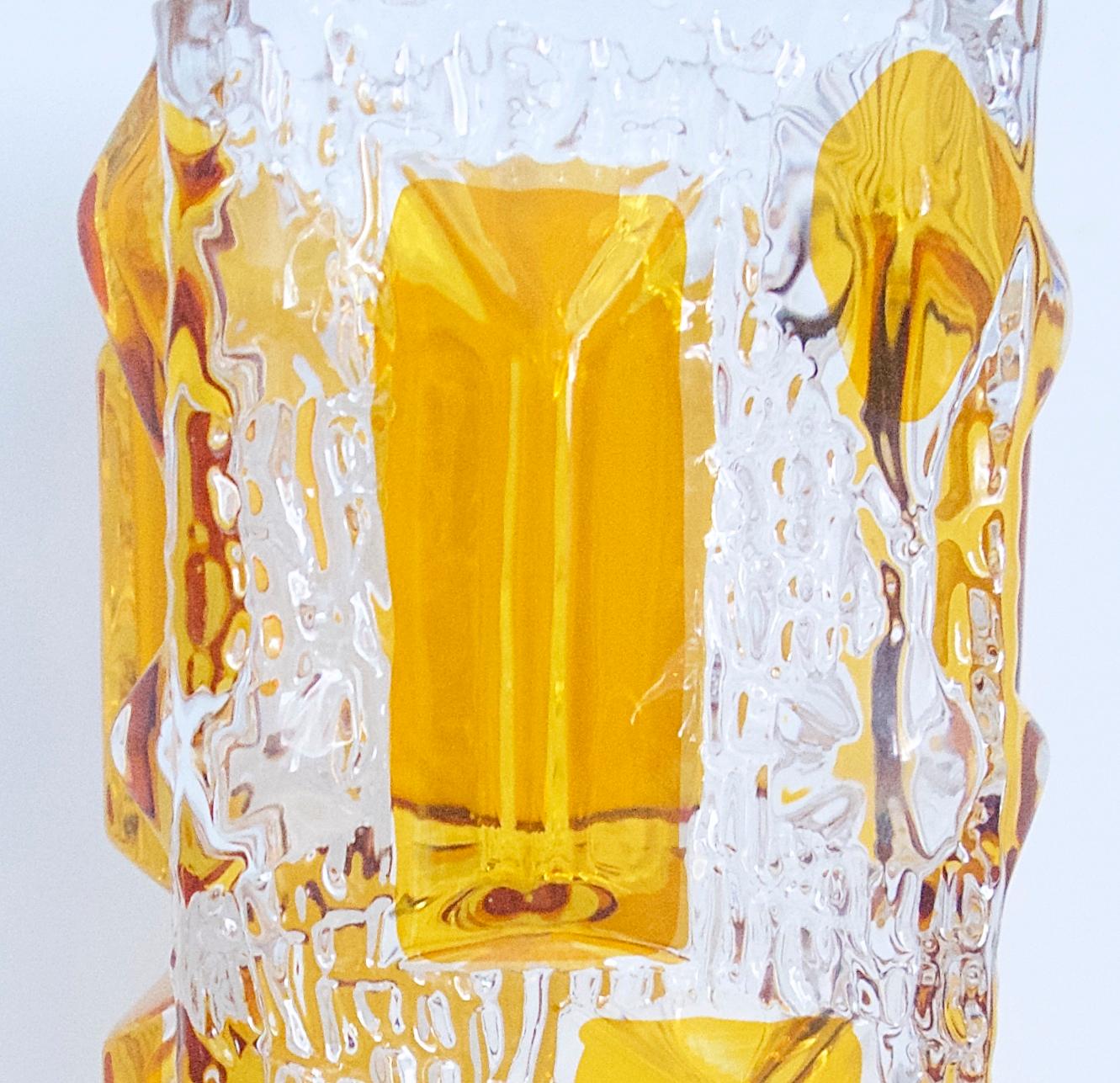 20th Century Mid-Century Modern Vase with Embedded Topaz Crystals, Walther Glass For Sale