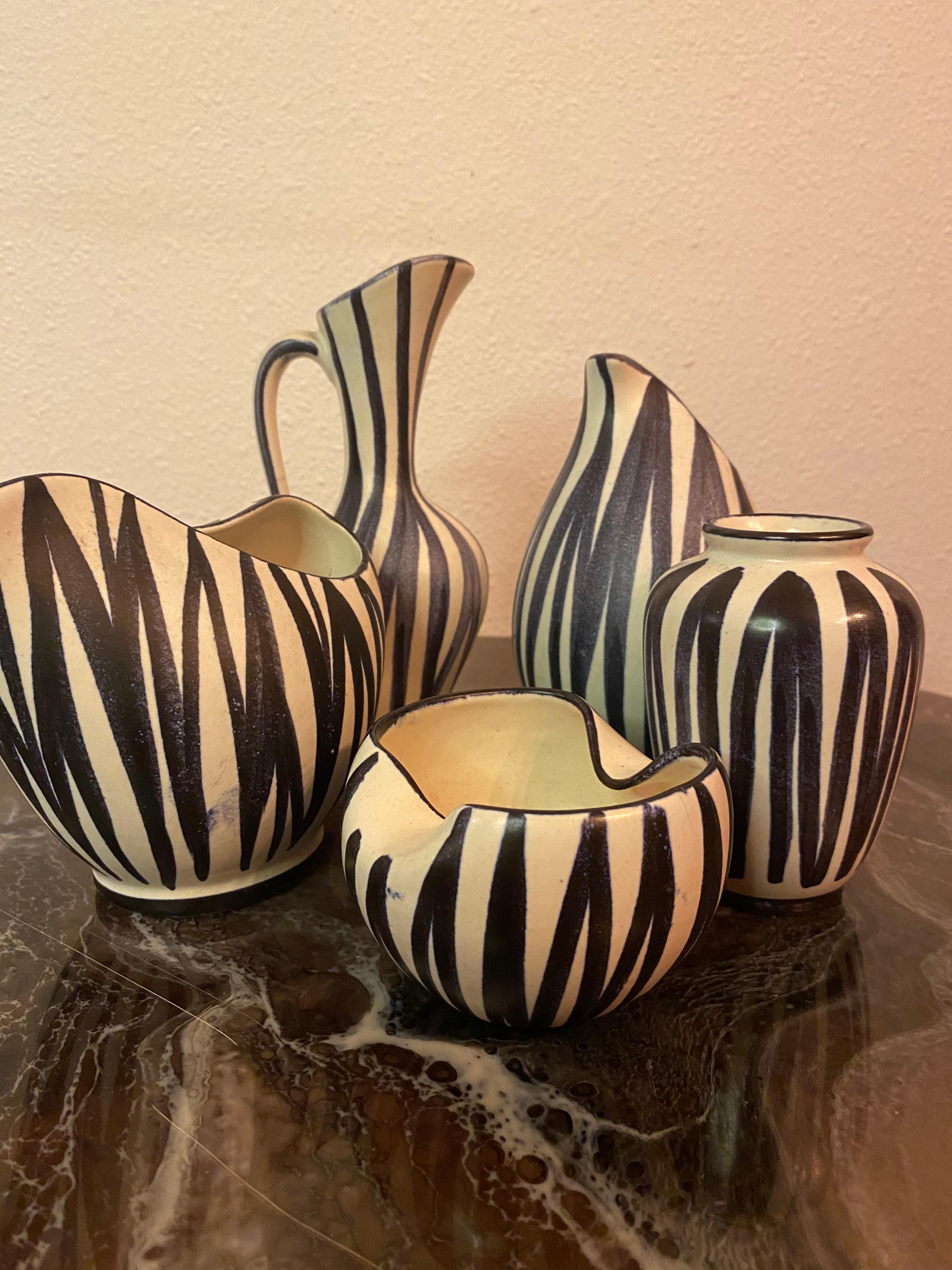 Ceramic Mid-Century Modern Vases Germany set of 5 For Sale