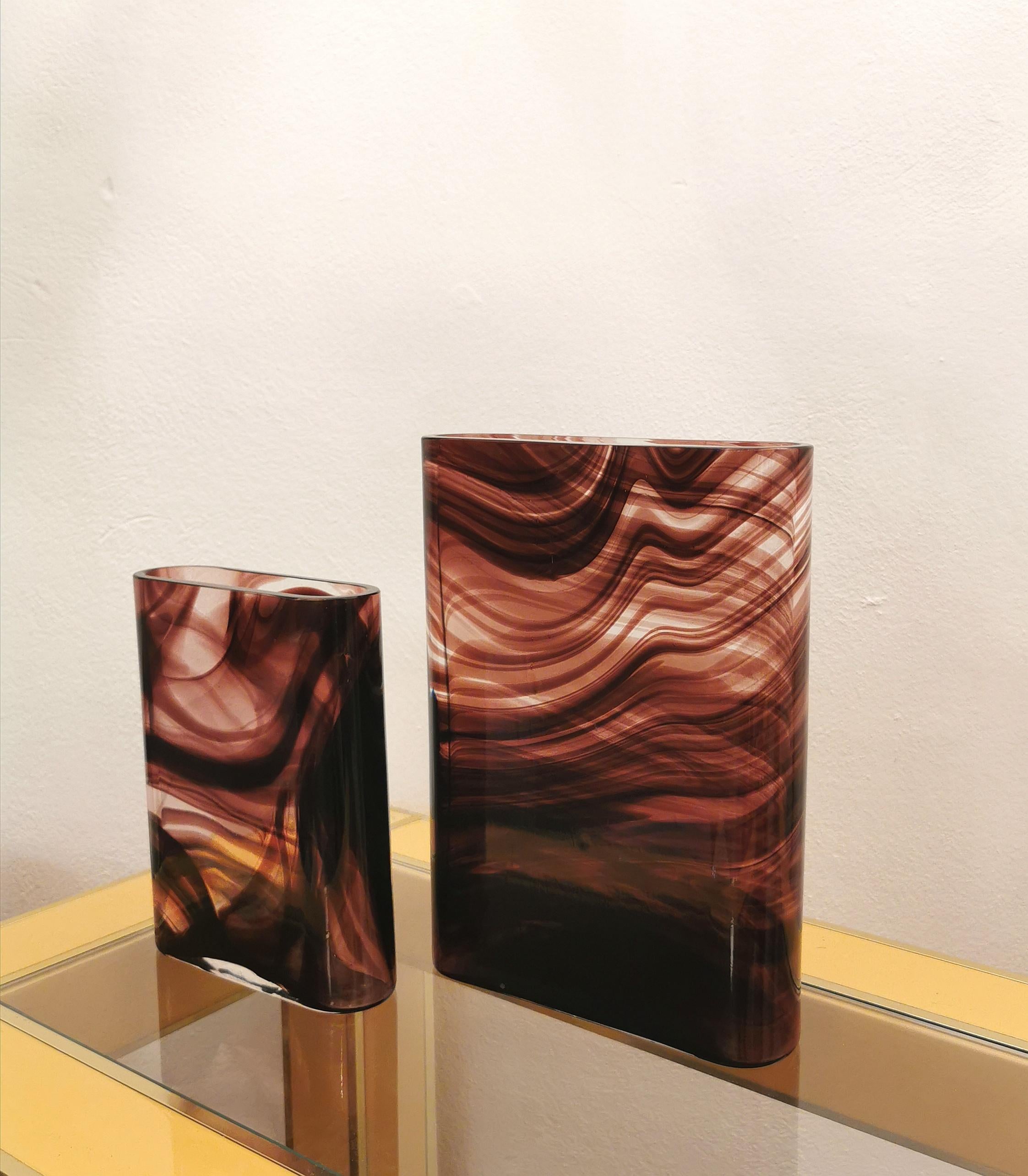 Italian Midcentury Modern Vases Murano Glass Maestri Muranesi Italy 1970s Set of 2