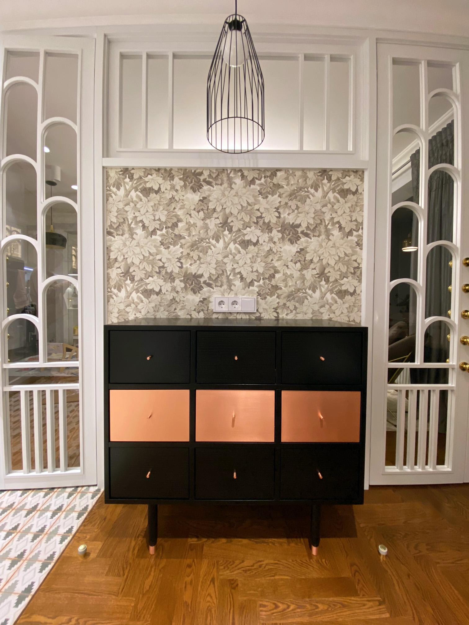Mid-Century Modern Vatnafjoll Chest of Drawers, Sideboard in Black Ash, Copper In New Condition For Sale In Husavik, IS