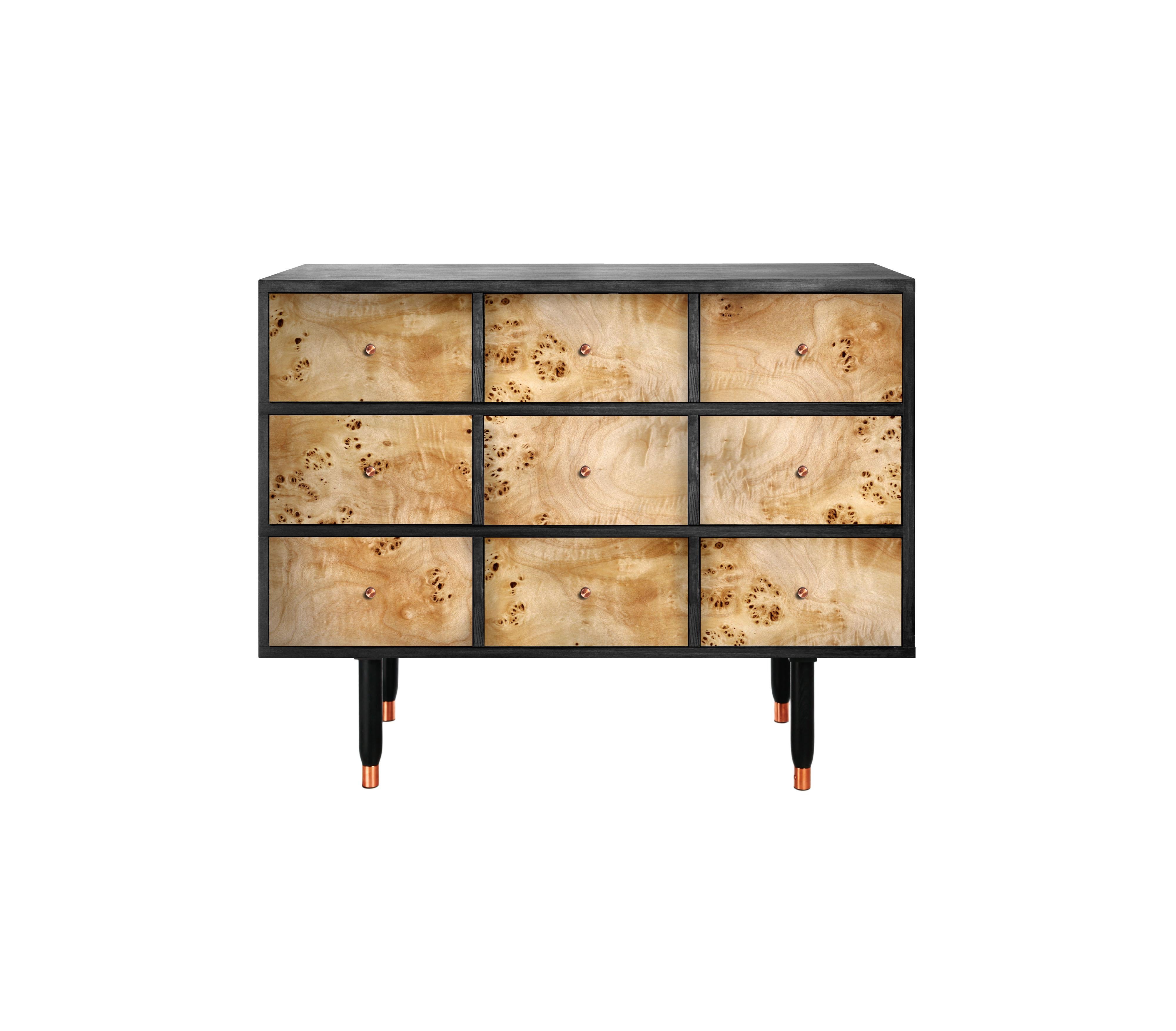 Mid-Century Modern Vatnafjoll Chest of Drawers, Sideboard in Black Ash, Copper For Sale 5