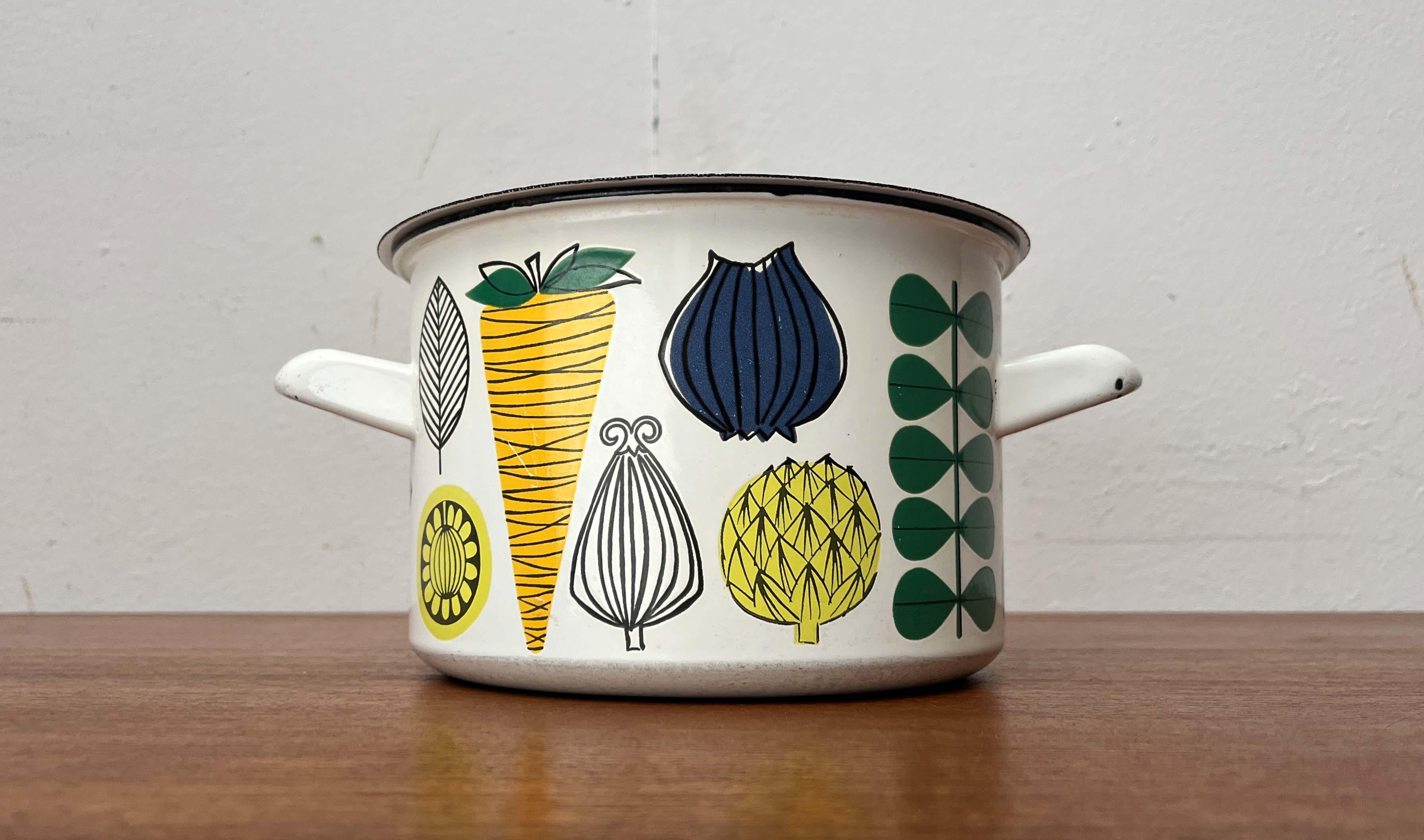 Mid-Century Modern Vegeta Series Enamel Pot by Esteri Tomula for Finel, Finland, 1960s