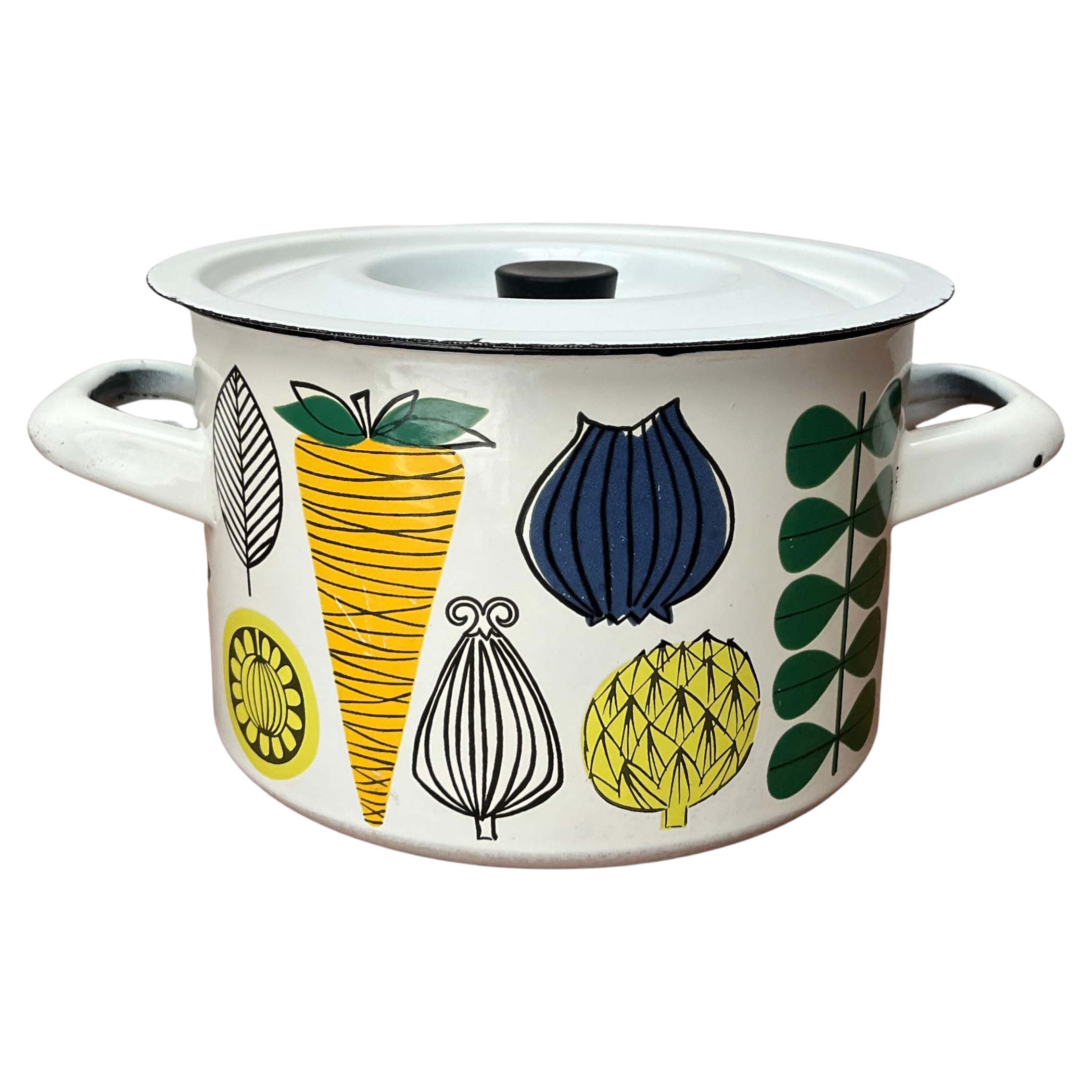Mid-Century Modern Vegeta Series Enamel Pot Esteri Tomula, Finel, Finland, 1960s For Sale