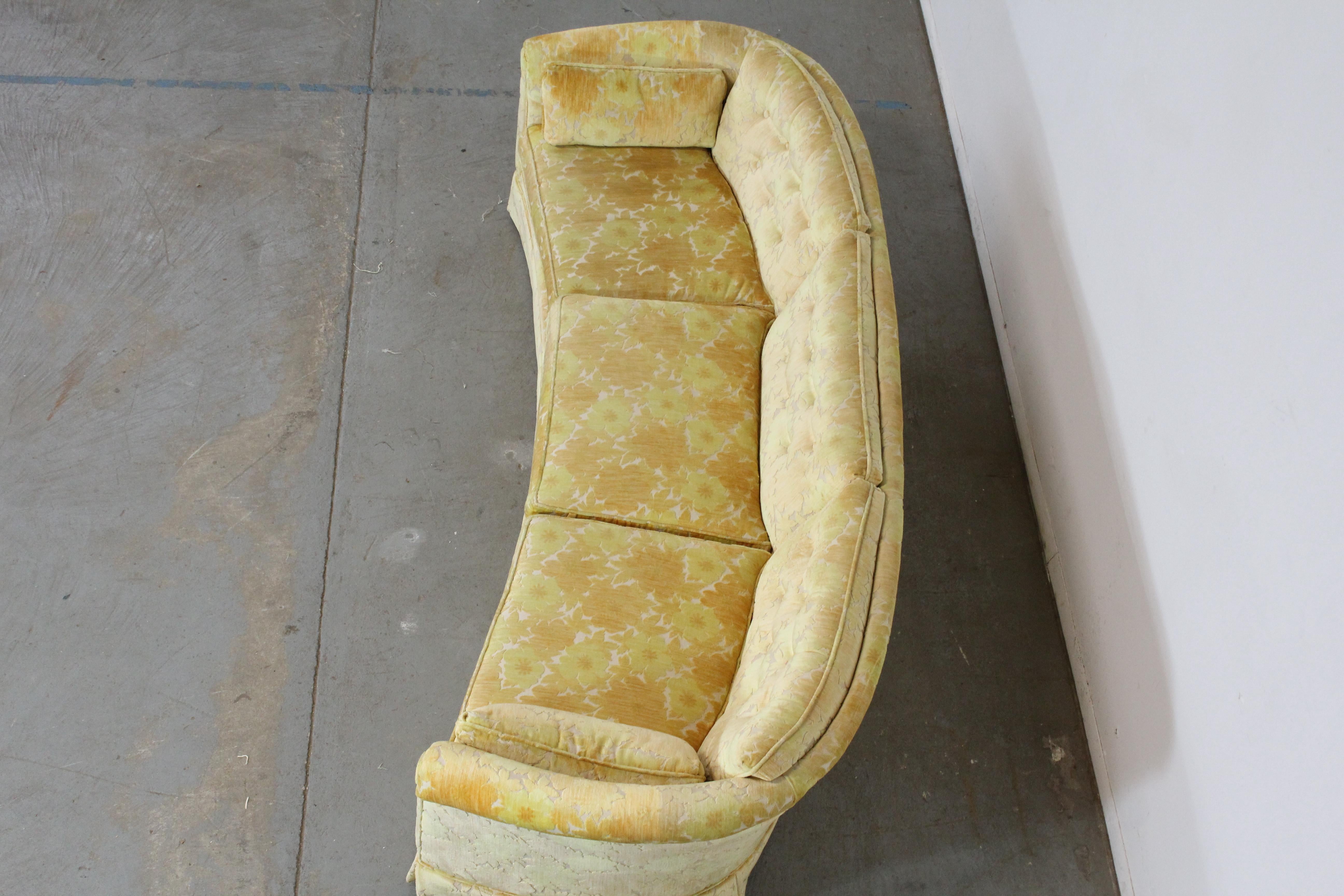 Mid-Century Modern Velvet Curved Sofa For Sale 5
