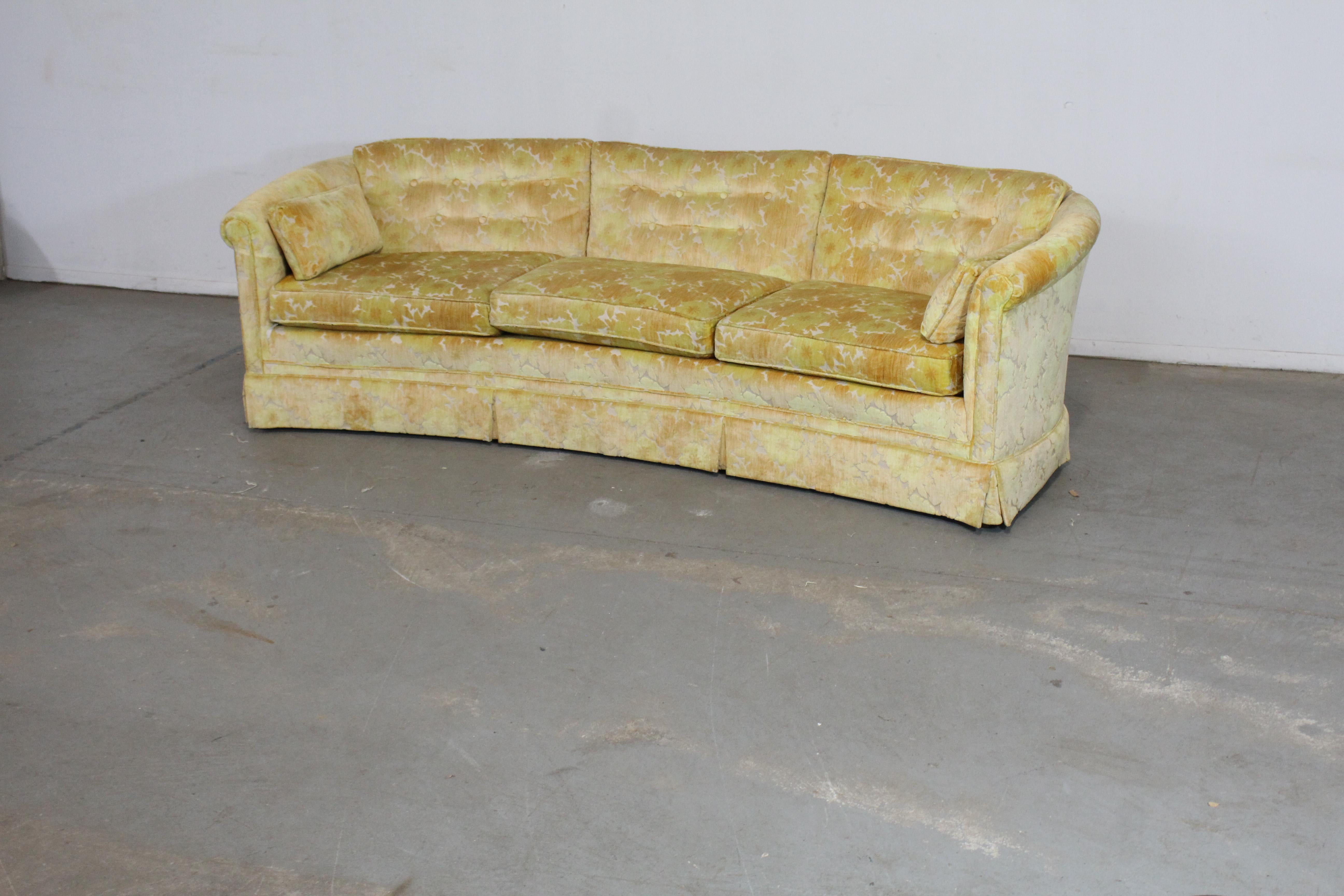Mid-Century Modern Velvet Curved Sofa For Sale 6