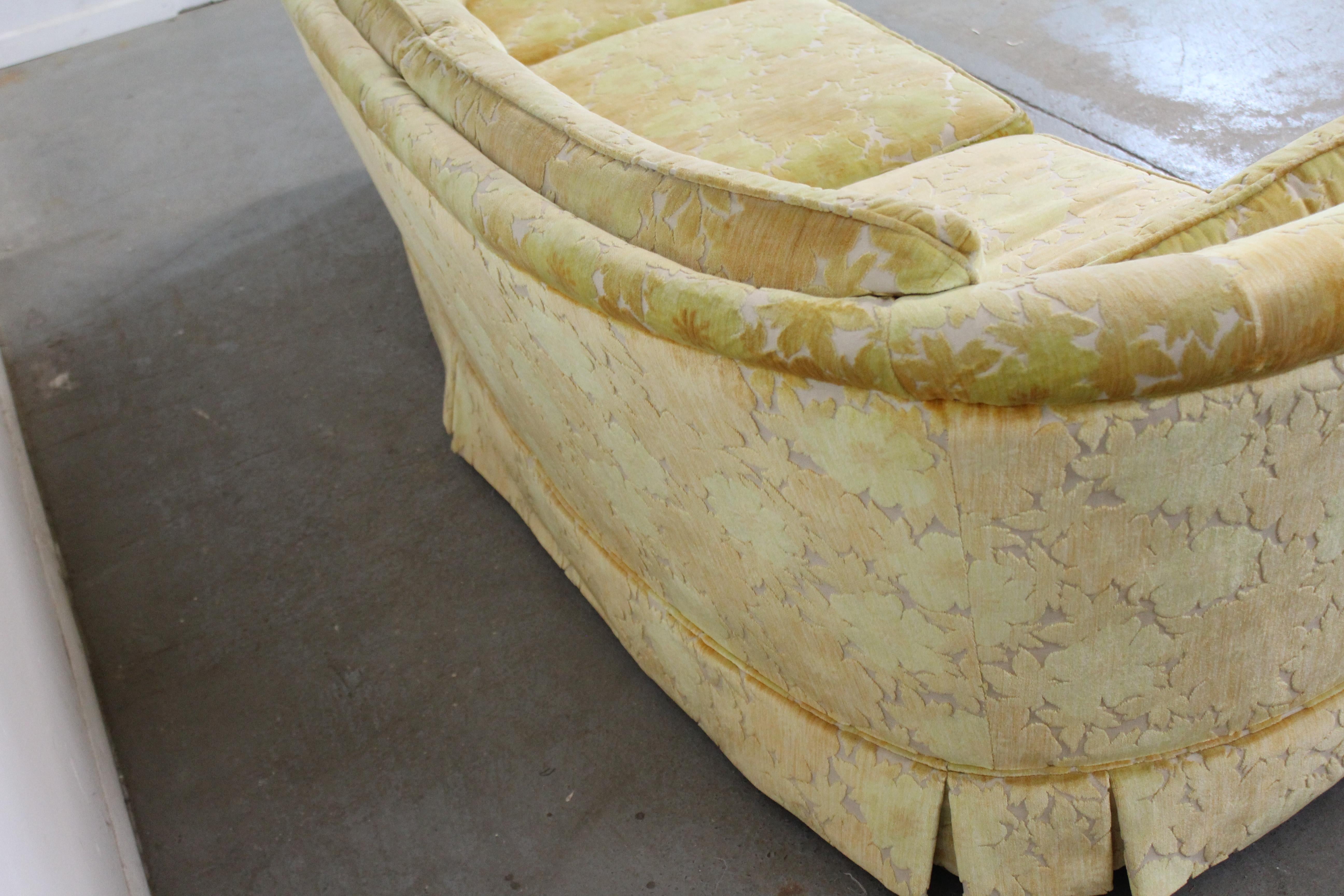 20th Century Mid-Century Modern Velvet Curved Sofa For Sale