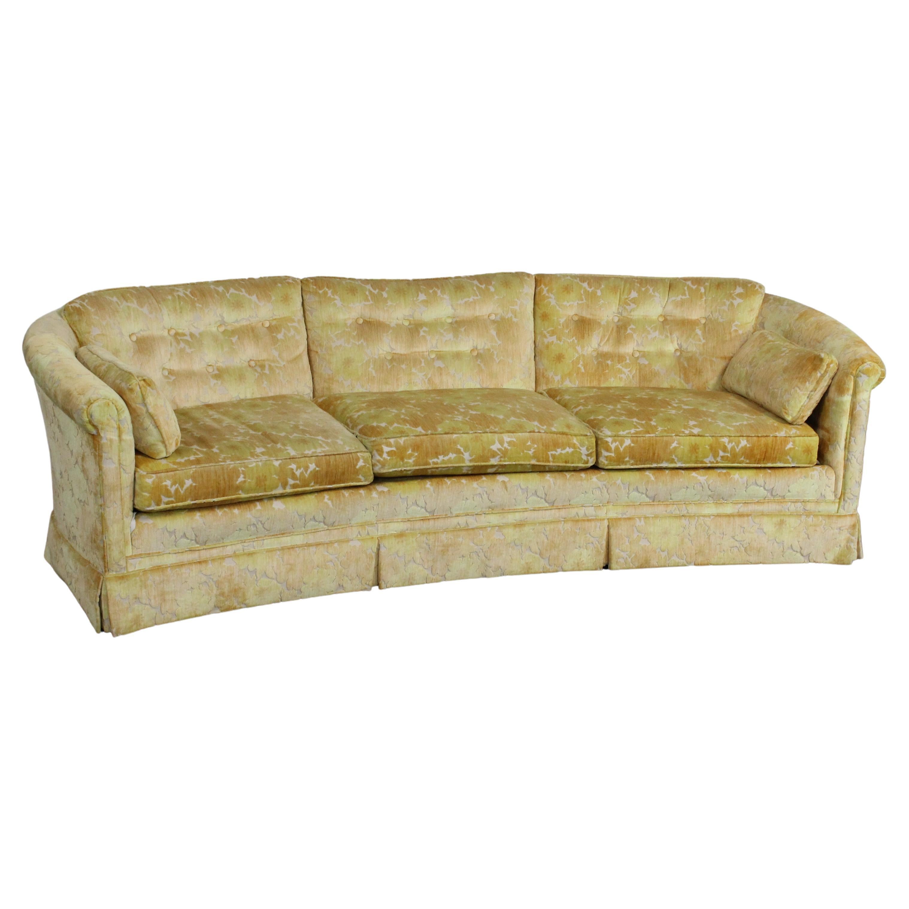 Mid-Century Modern Velvet Curved Sofa
