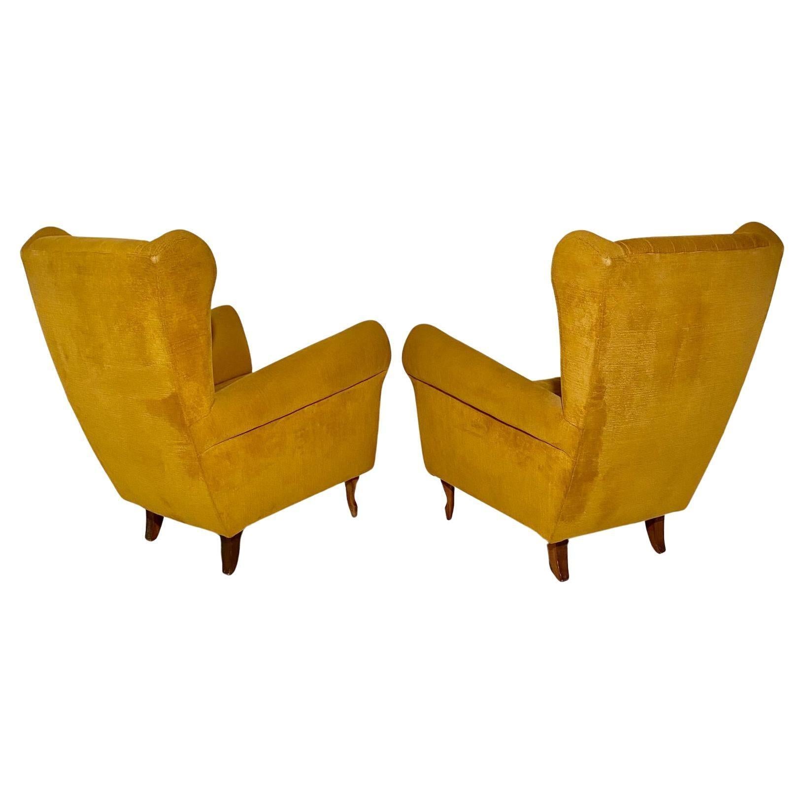 Mid Century Modern Velvet Living Room Set in the Style of Gio Ponti For Sale 2