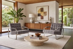 Mid-Century Modern Velvet Lounge Chairs Attributed to Milo Baughman