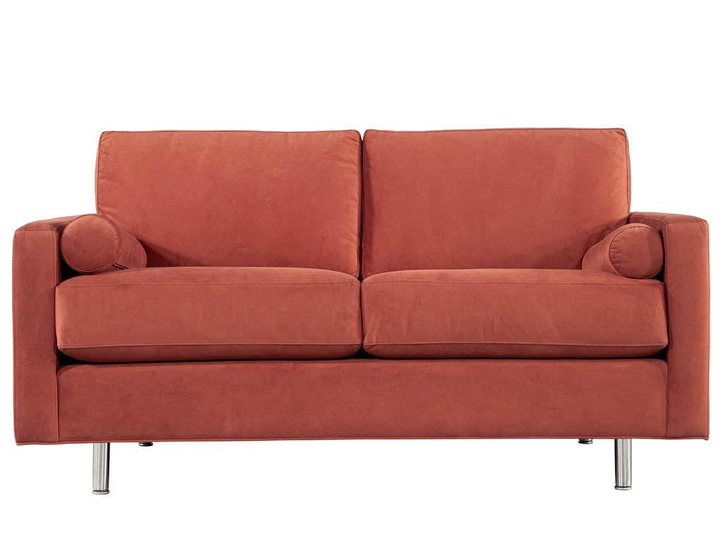 Mid-Century Modern Velvet Loveseat Sofa 5