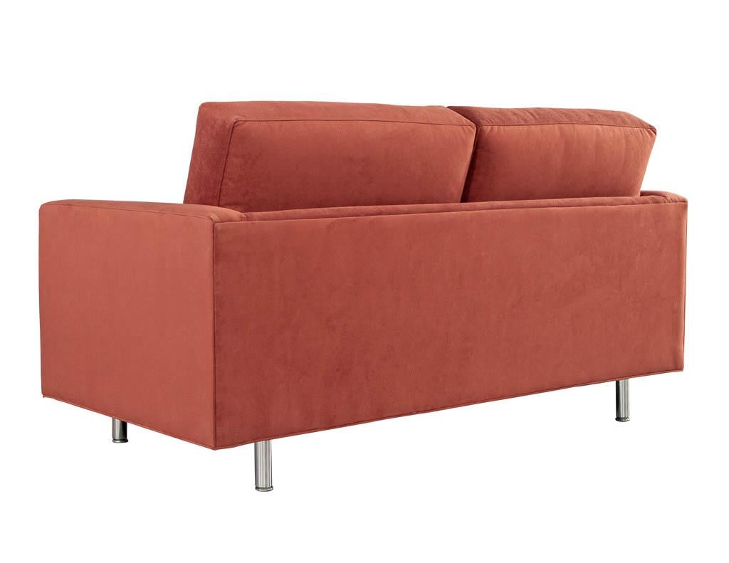 Mid-Century Modern Velvet Loveseat Sofa 8