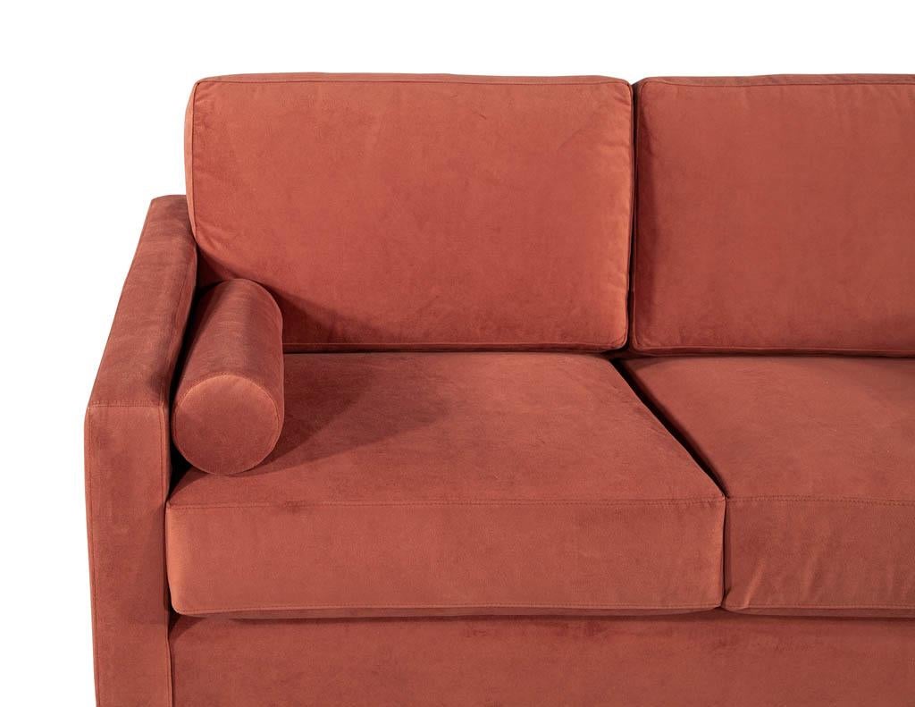Late 20th Century Mid-Century Modern Velvet Loveseat Sofa