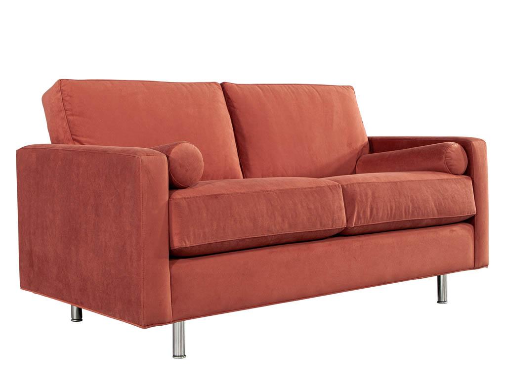Mid-Century Modern Velvet Loveseat Sofa 3