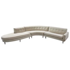 Mid-Century Modern Velvet Sectional in L Shape