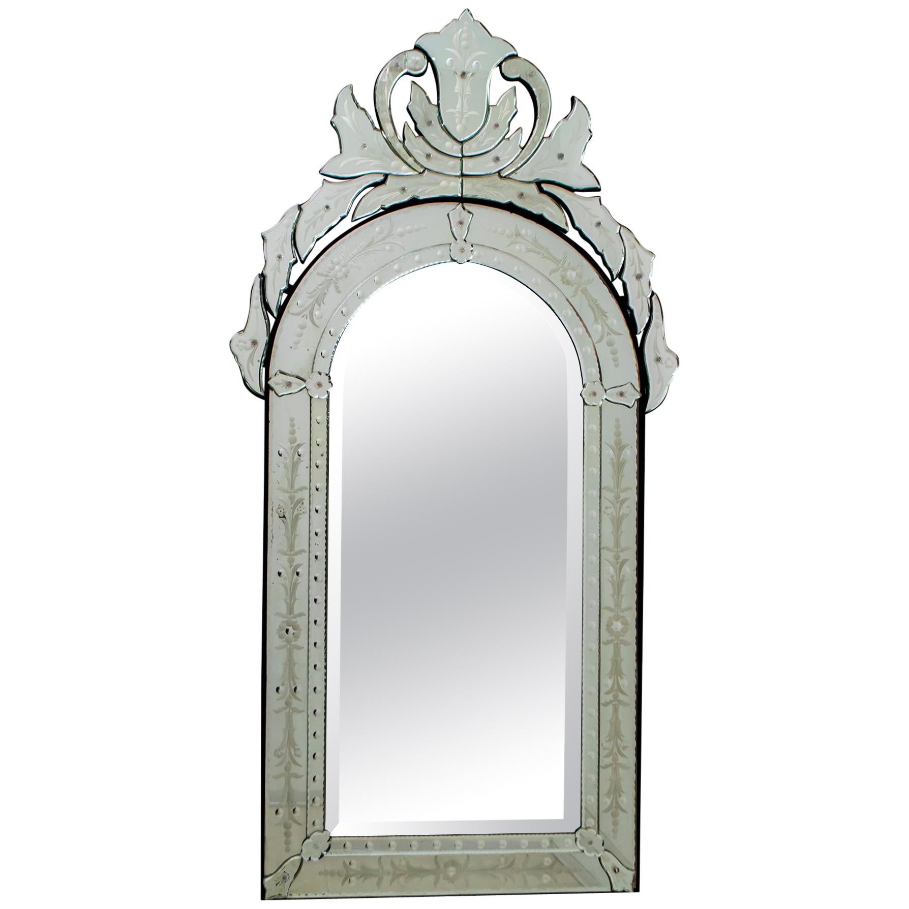Mid-Century Modern Venetian Etched and Beveled Mirror, 1950s