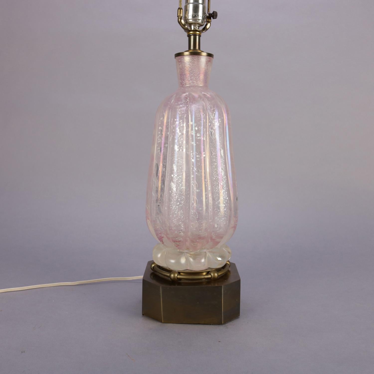 Mid-Century Modern Venetian Murano Art Glass Table Lamp, circa 1960 In Good Condition In Big Flats, NY