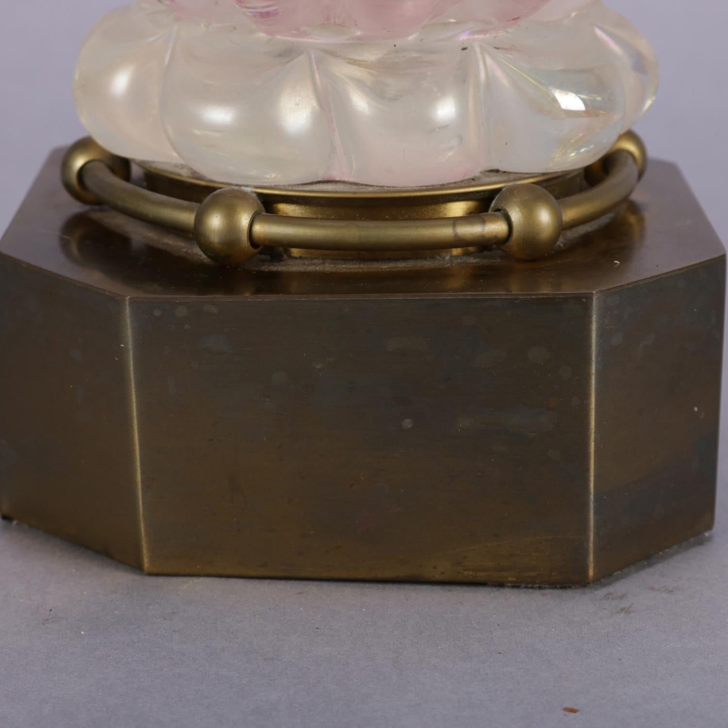 Brass Mid-Century Modern Venetian Murano Art Glass Table Lamp, circa 1960