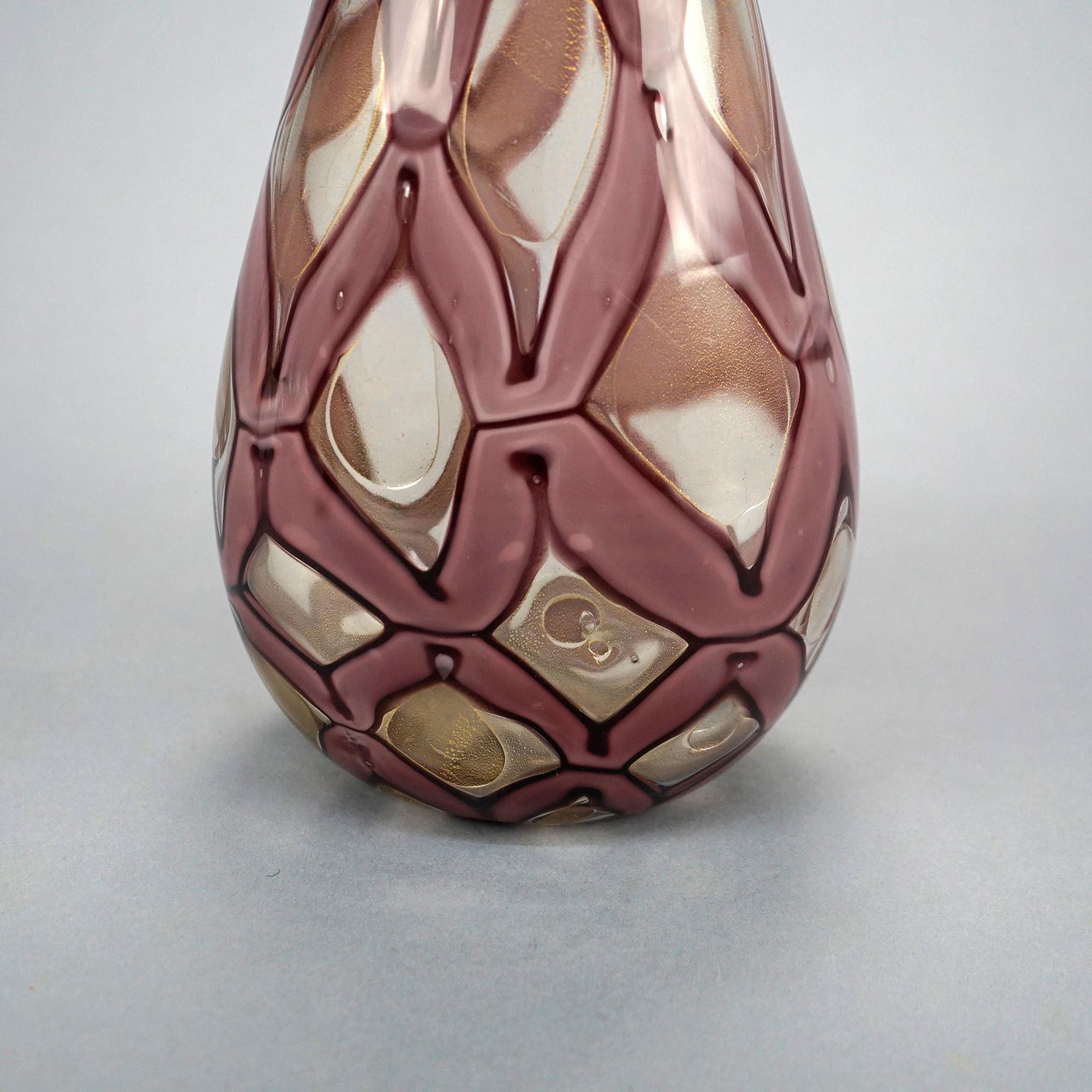 Mid-Century Modern Venetian Murano School Stylized Ribbon Art Glass Vase 20th C 6