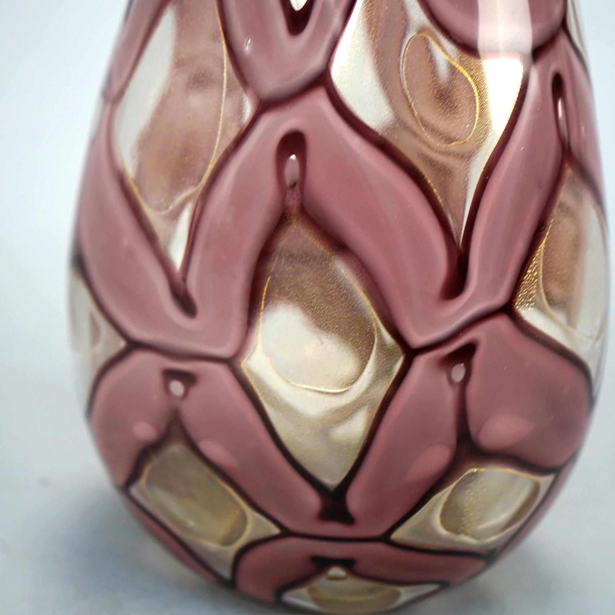 Mid-Century Modern Venetian Murano School Stylized Ribbon Art Glass Vase 20th C 7