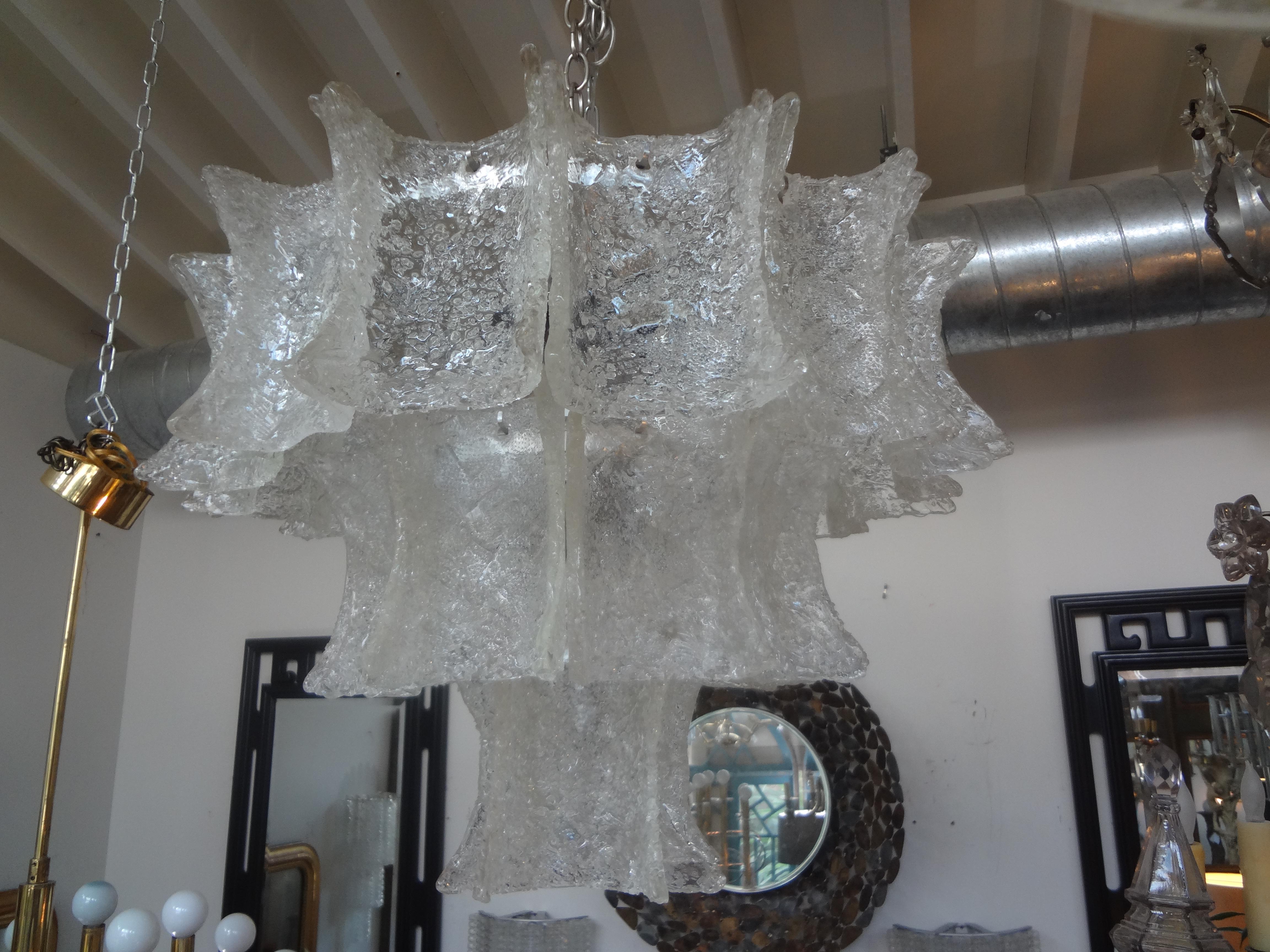 Italian Mid-Century Modern Venini Attributed Murano Chandelier For Sale