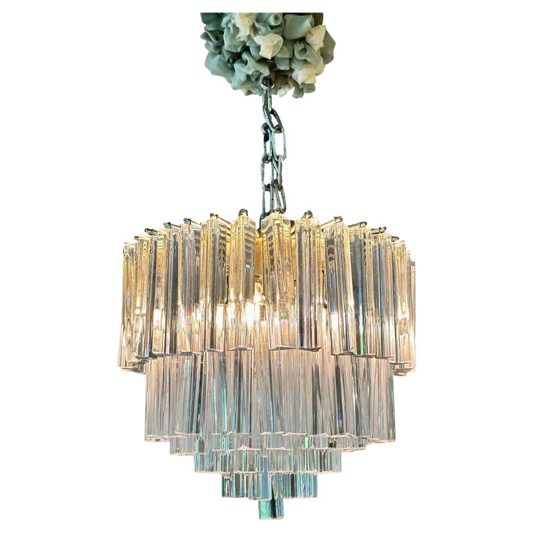 Lustre en cristal d'art italien Venini de style mi-siècle moderne En ...