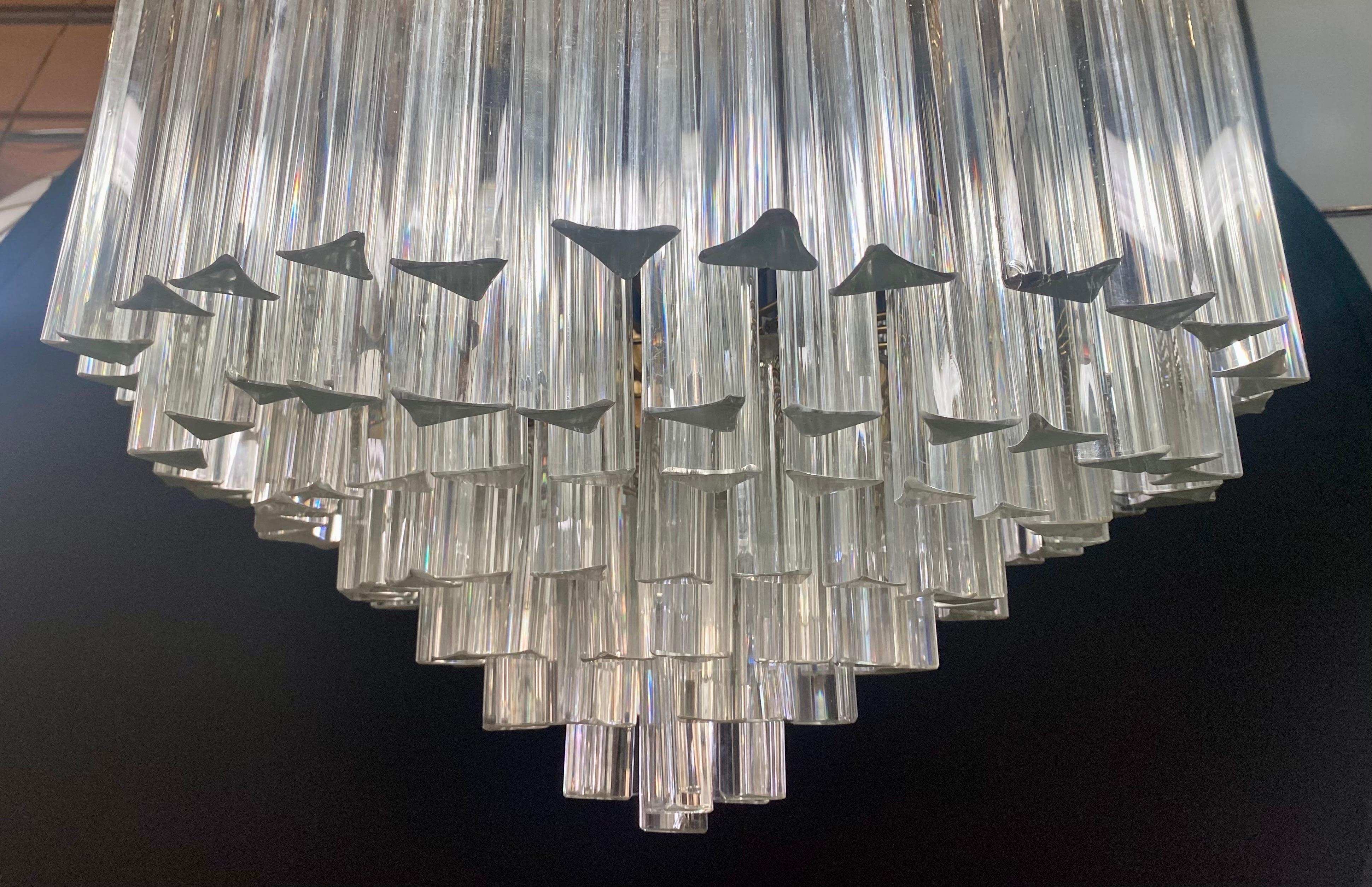 Mid-Century Modern Venini Murano Glass 7 Tiers Prisms Chandelier For Sale 3
