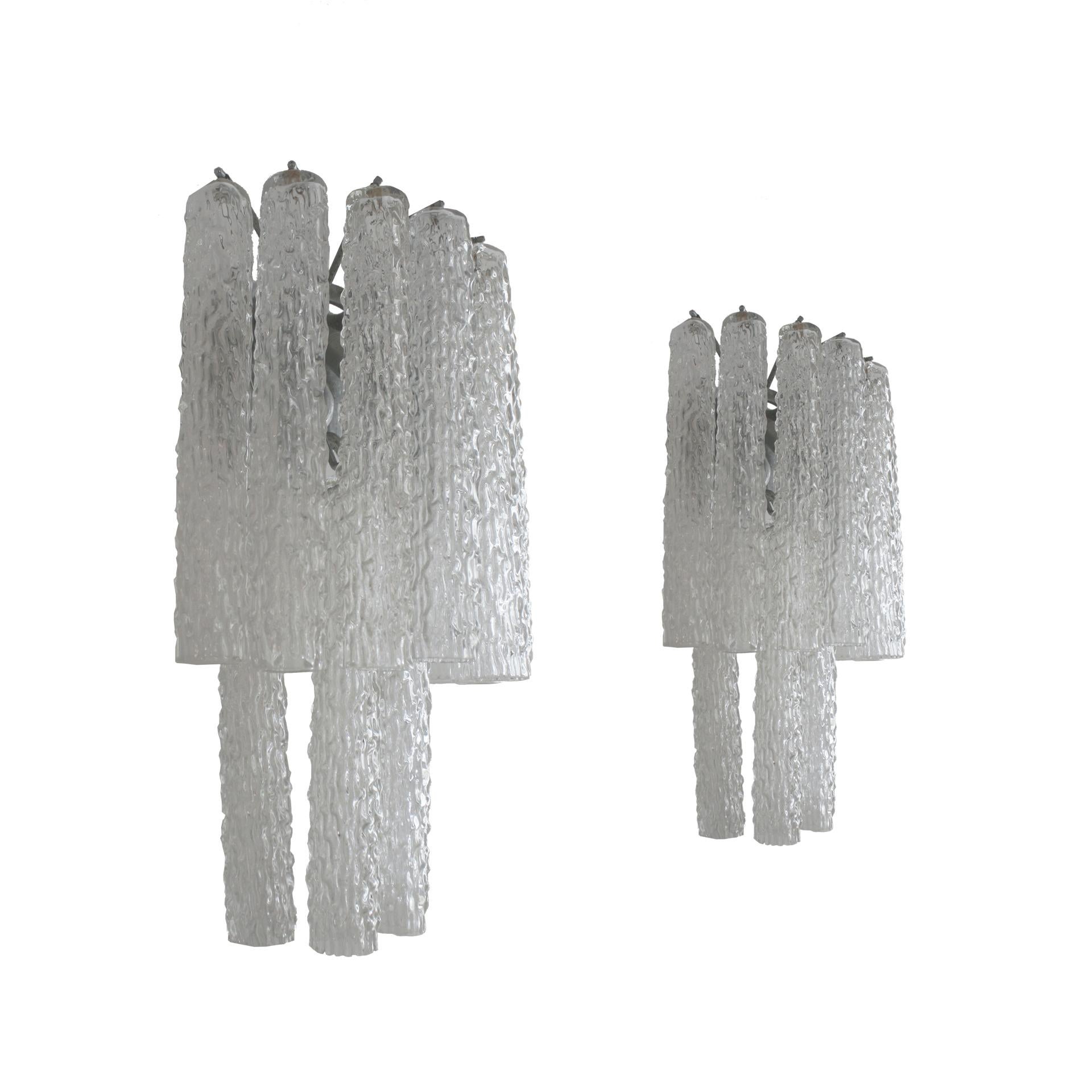 Mid-Century Modern Venini Murano Glass Set of Four Italian Sconces, 1960s In Good Condition In Madrid, ES