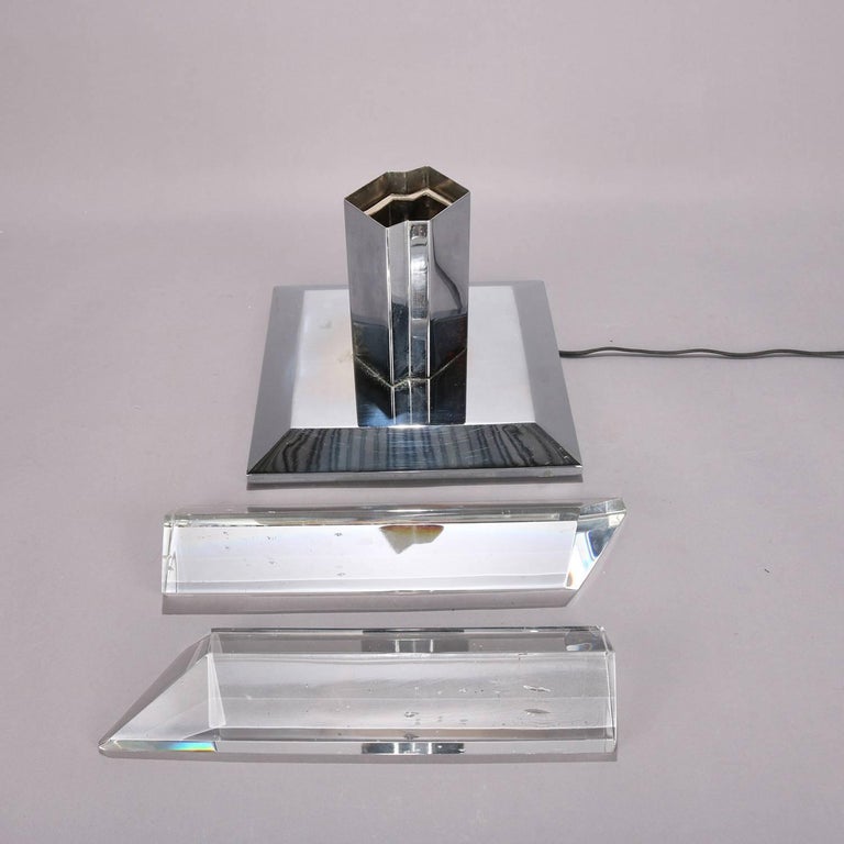 Mid-Century Modern Venini School Crystal and Chrome Prism ...