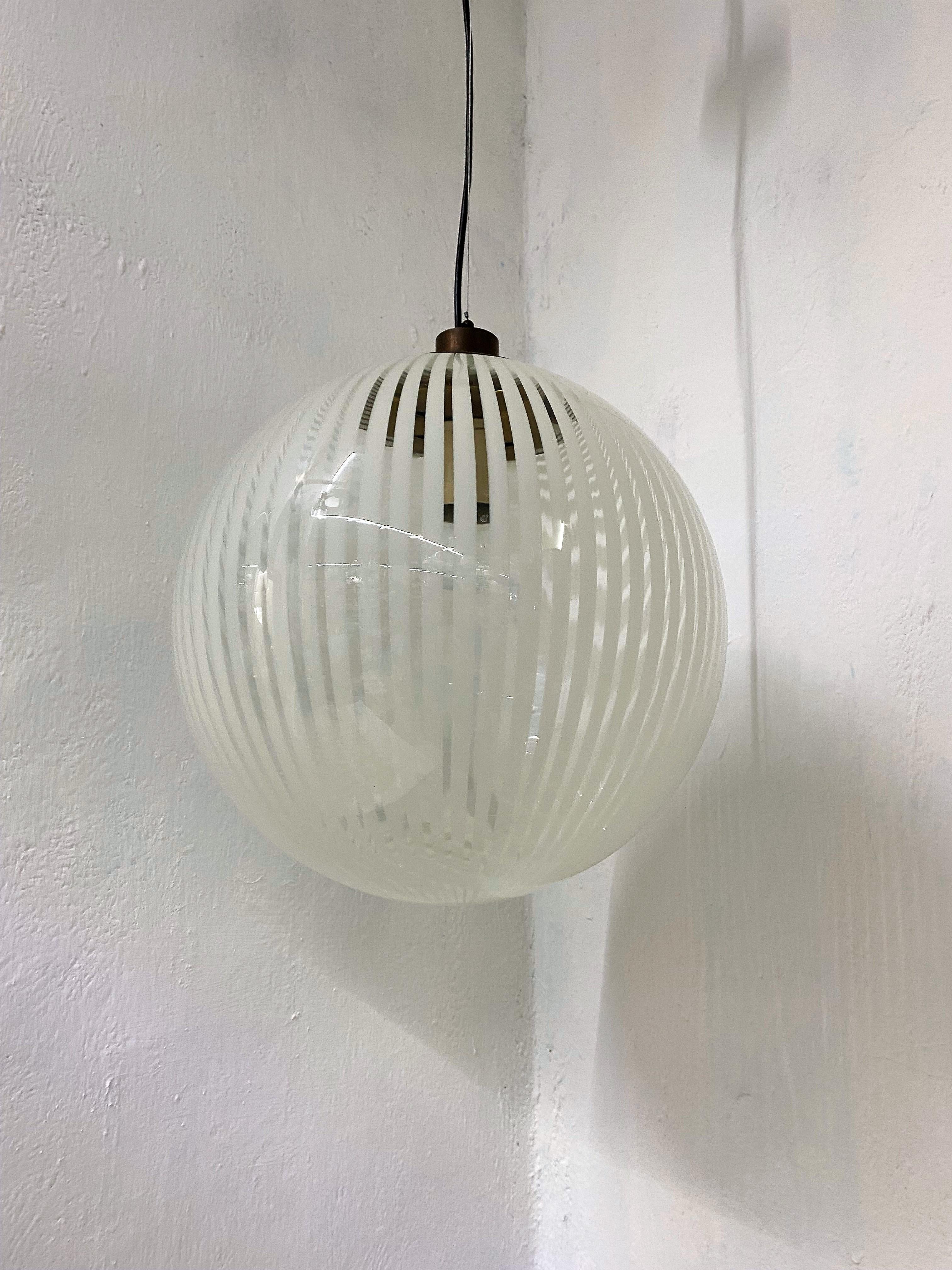 Mid-Century Modern Venini, ´Tessuto´Chandelier, circa 1970 in Murano Glass 2