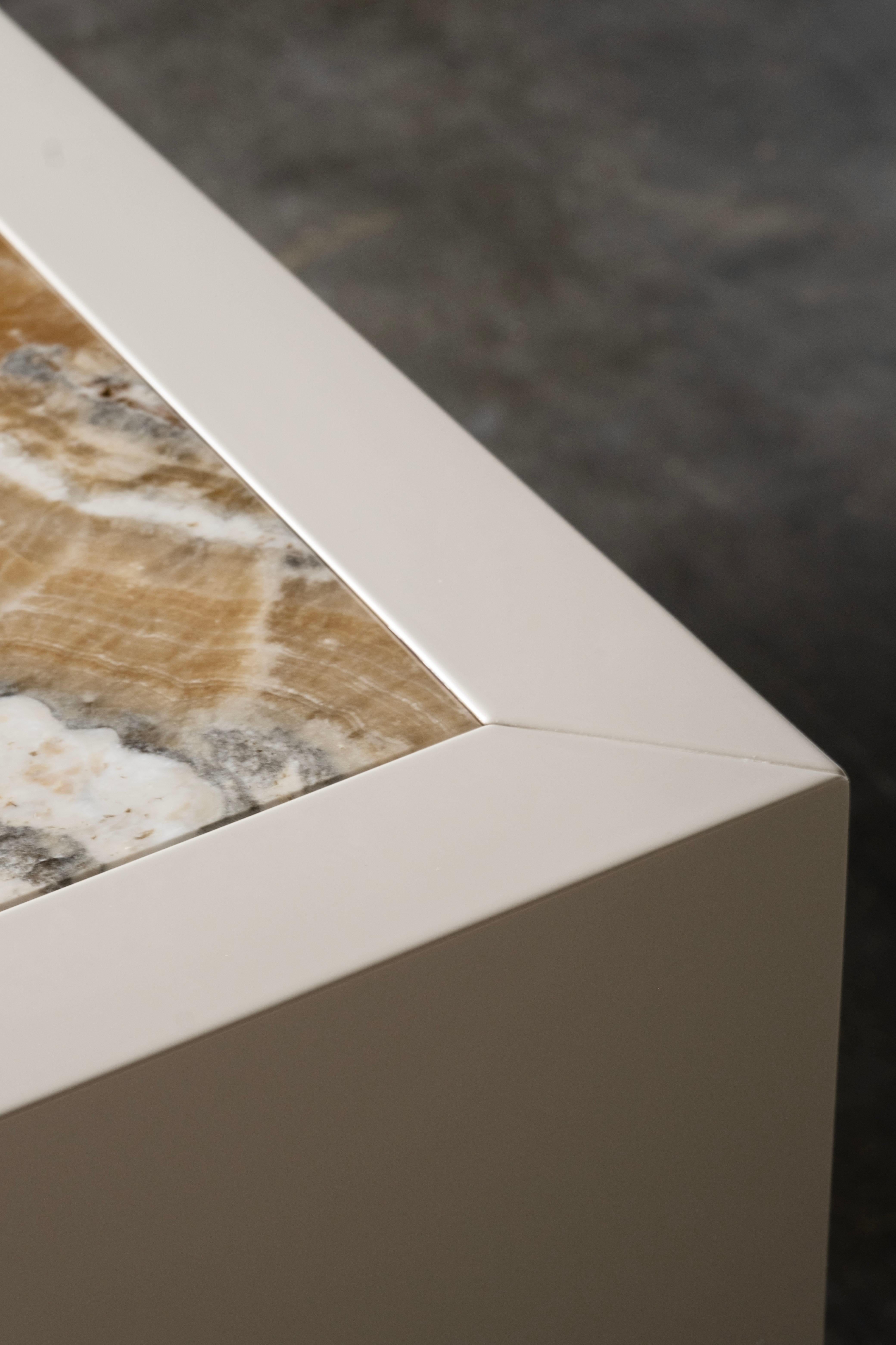 Mid-Century Modern Venise Console Table, Onyx, Beige, Handmade by Greenapple For Sale 6