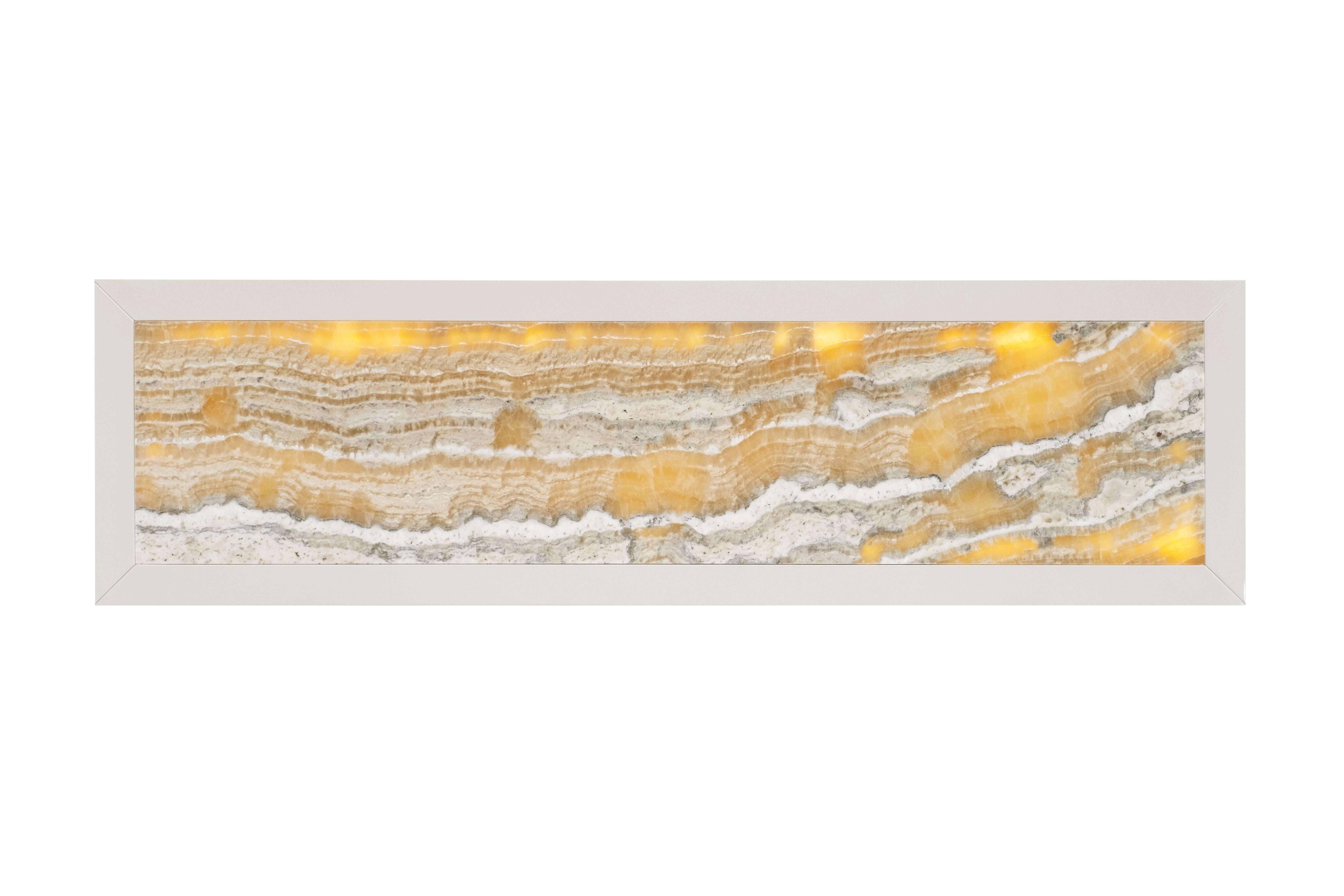 Portuguese Mid-Century Modern Venise Console Table, Onyx, Beige, Handmade by Greenapple For Sale