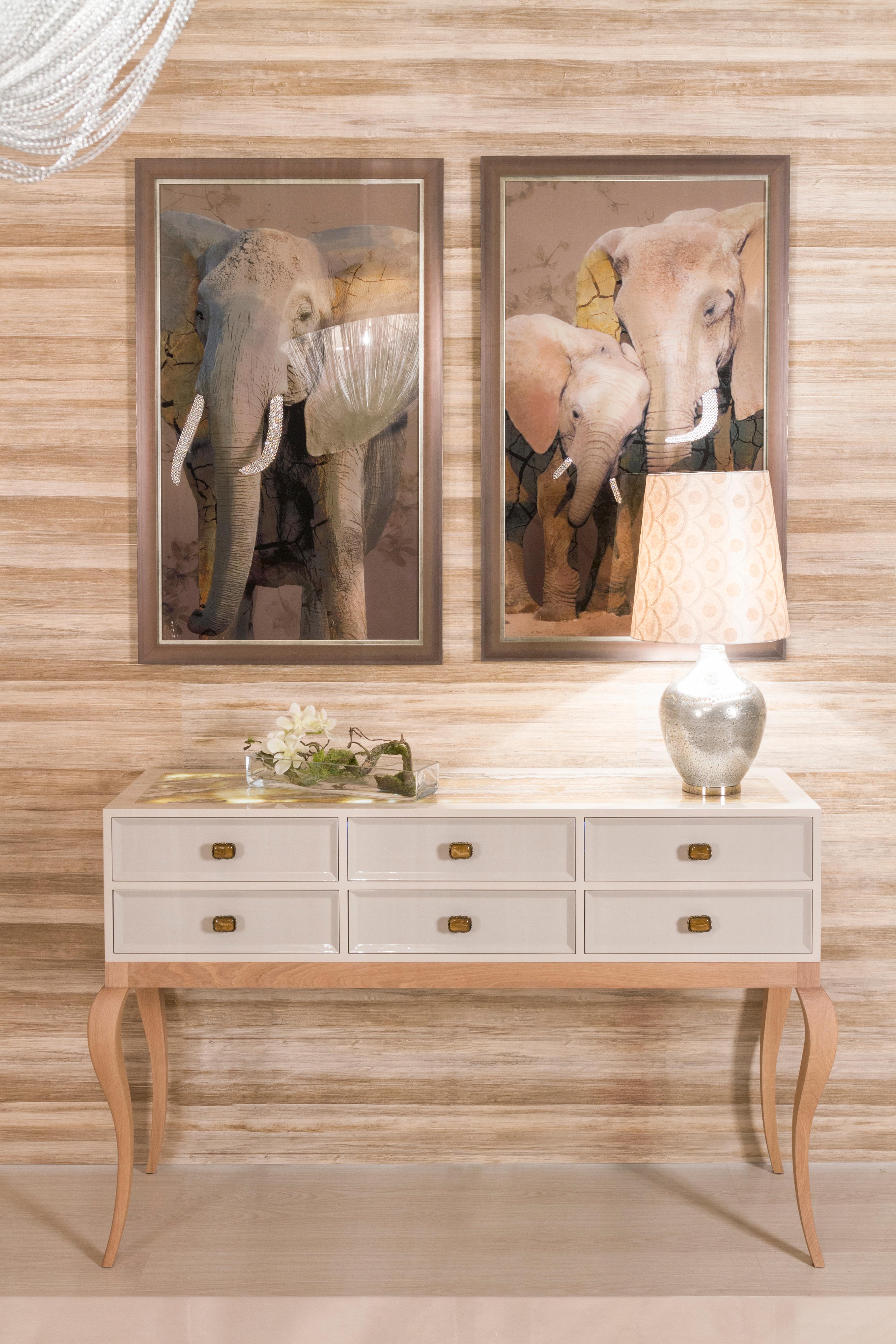 Mid-Century Modern Venise Console Table, Onyx, Beige, Handmade by Greenapple In New Condition For Sale In Lisboa, PT