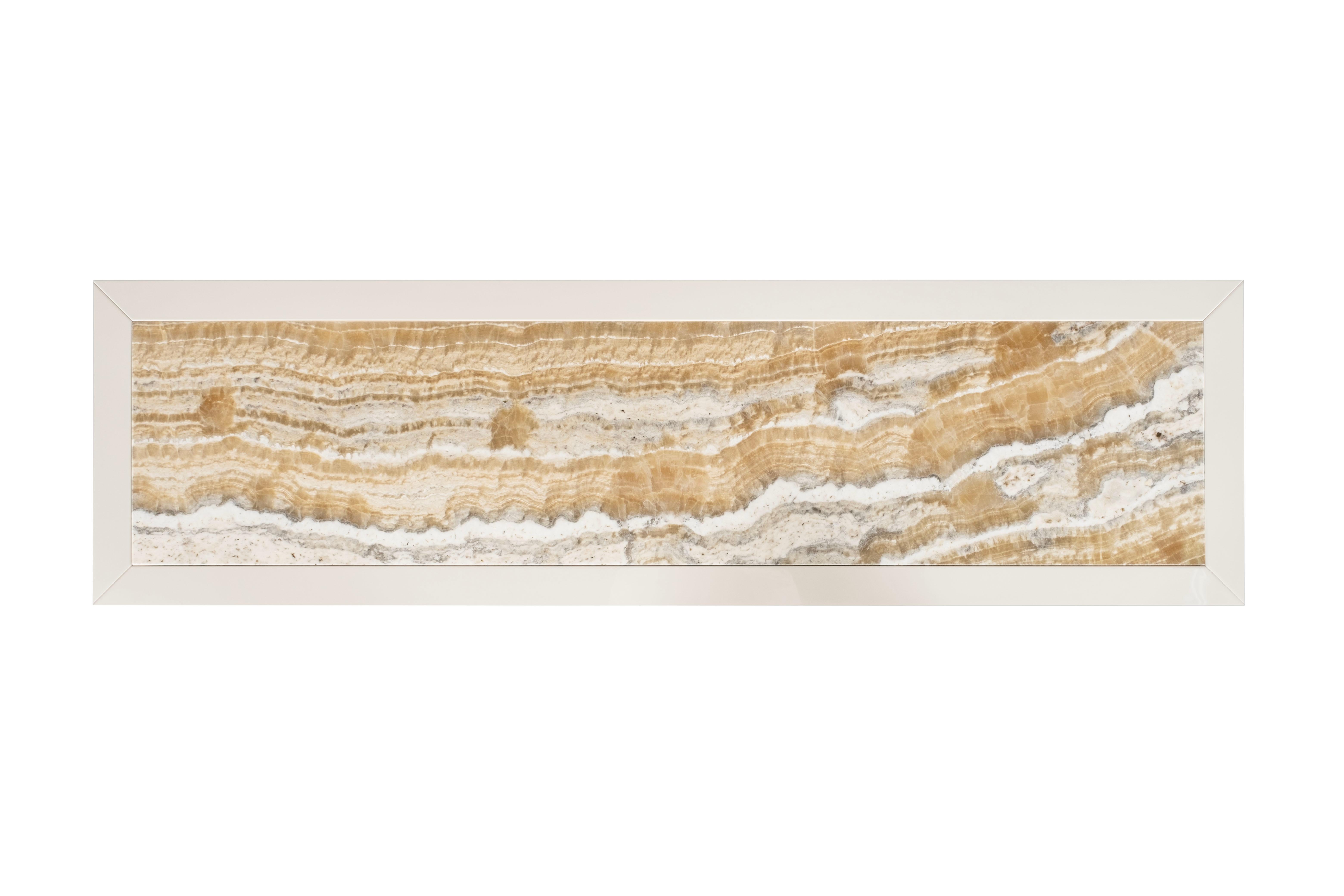 Contemporary Mid-Century Modern Venise Console Table, Onyx, Beige, Handmade by Greenapple For Sale