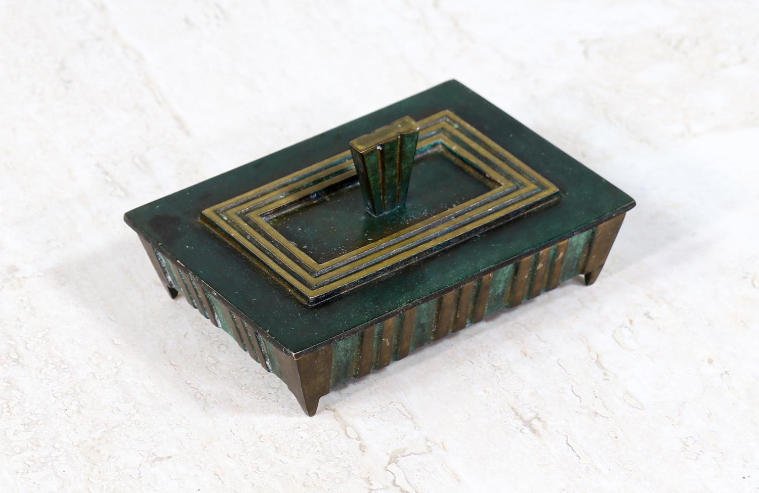 Mid-Century Modern Verdigris Bronze Trinket Box.
