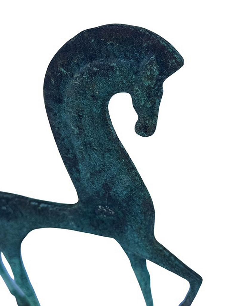 Brutalismo Scultura di cavallo etrusco in Verdigris di Frederick Weinberg Modern della metà del secolo scorso in vendita