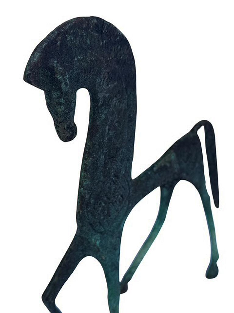 Scultura di cavallo etrusco in Verdigris di Frederick Weinberg Modern della metà del secolo scorso In condizioni buone in vendita a Philadelphia, PA