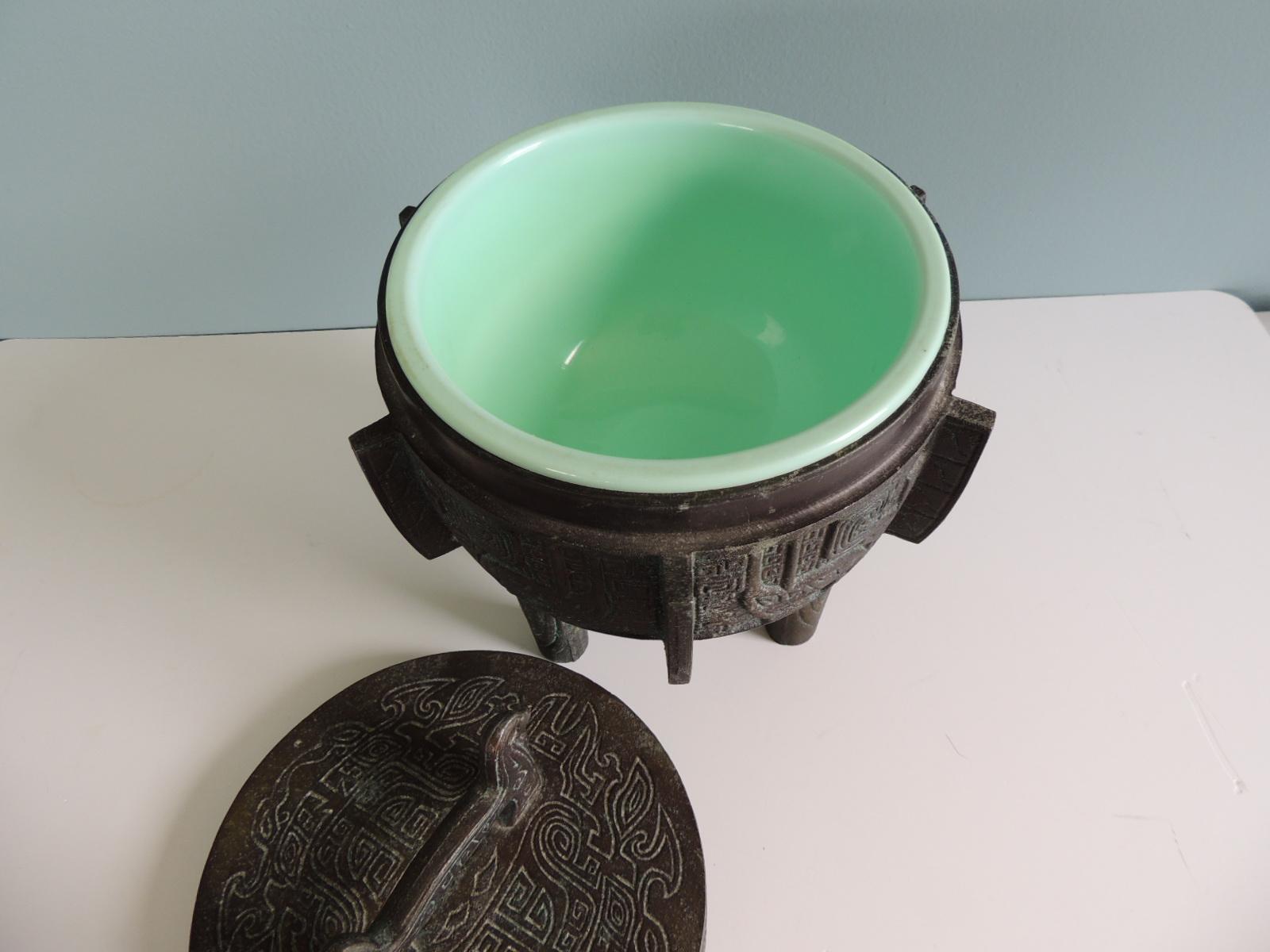 Mid-20th Century Mid-Century Modern Verdigris Patinated James Mont Style Ice Bucket