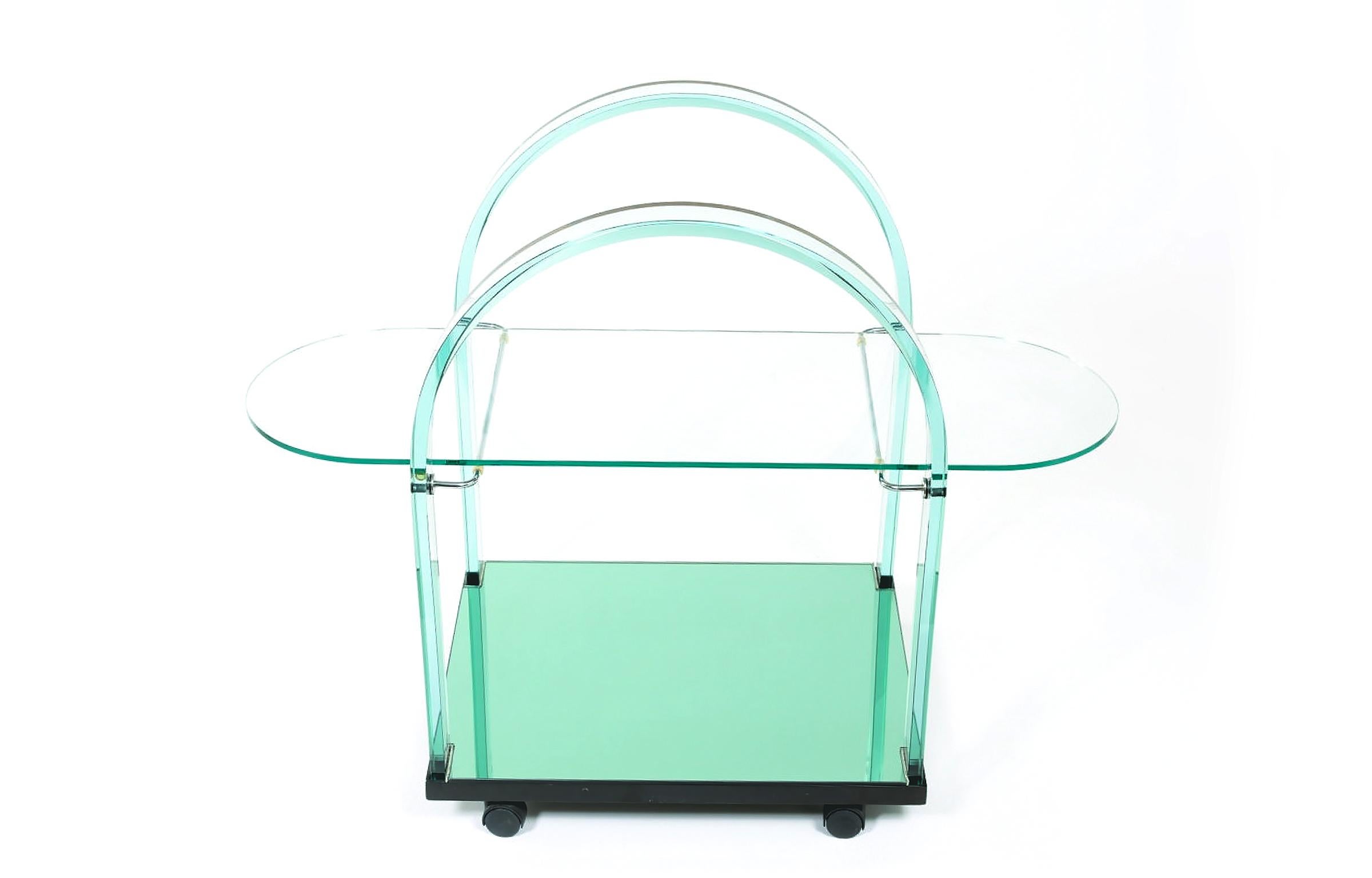 Mid-Century Modern Very Fine Glass / Mirror Bar Cart  7