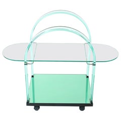 Mid-Century Modern Very Fine Glass / Mirror Bar Cart