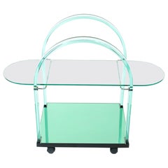 Mid-Century Modern Very Fine Glass / Mirror Bar Cart 